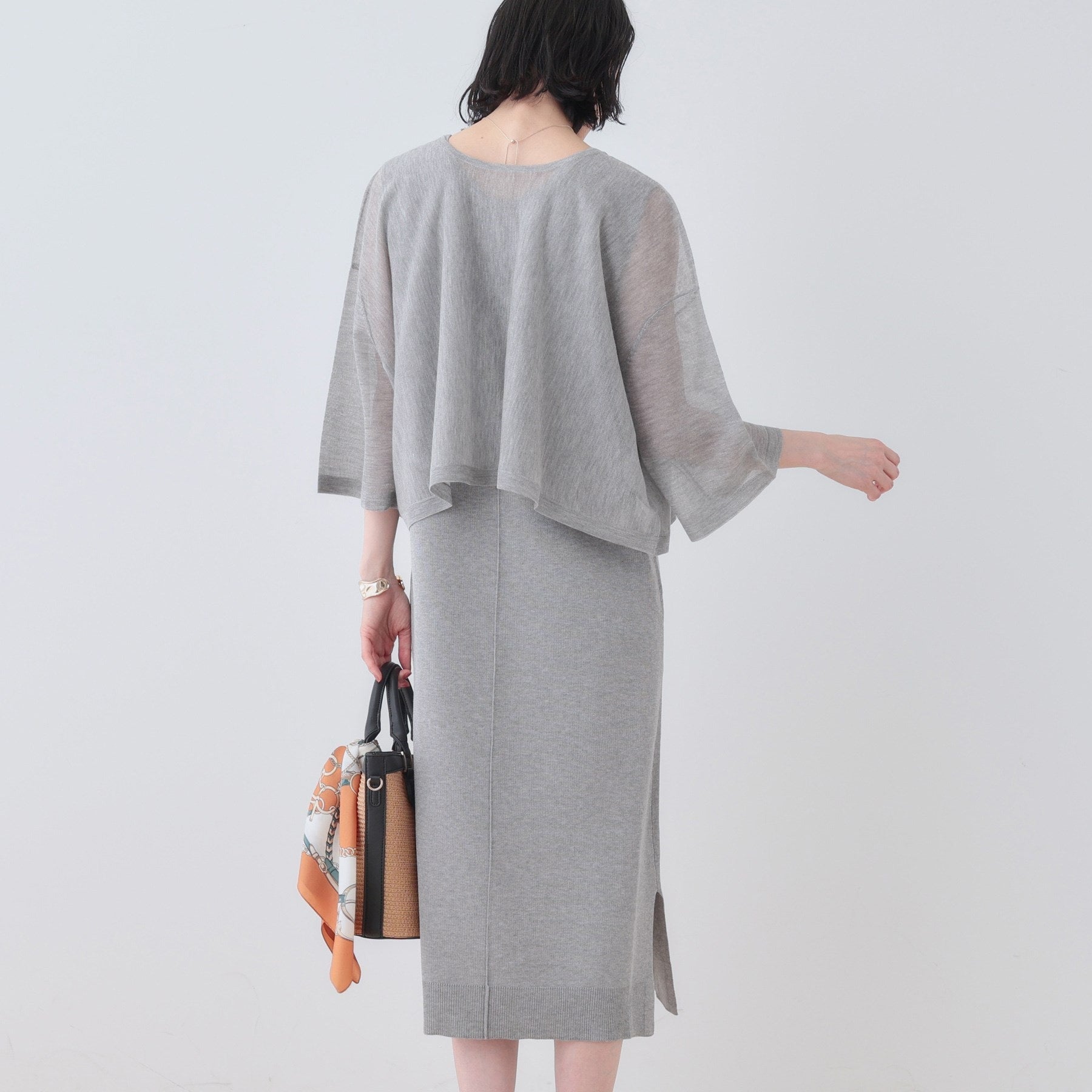 インディヴィ INDIVI 【2点セット】前後2WAYニットワンピース (ブラック(019)) ブラック(019)