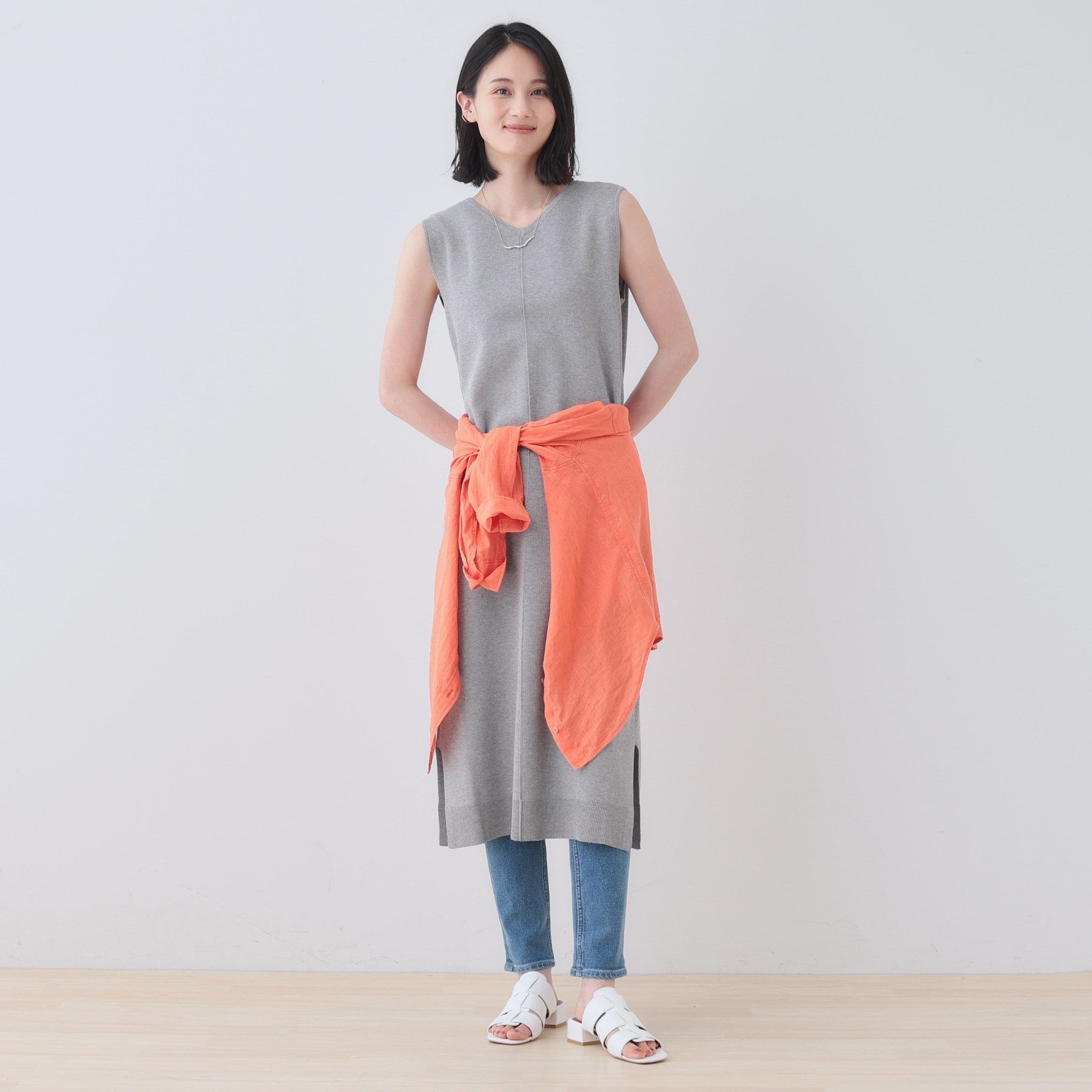 インディヴィ INDIVI 【2点セット】前後2WAYニットワンピース (ブラック(019)) ブラック(019)