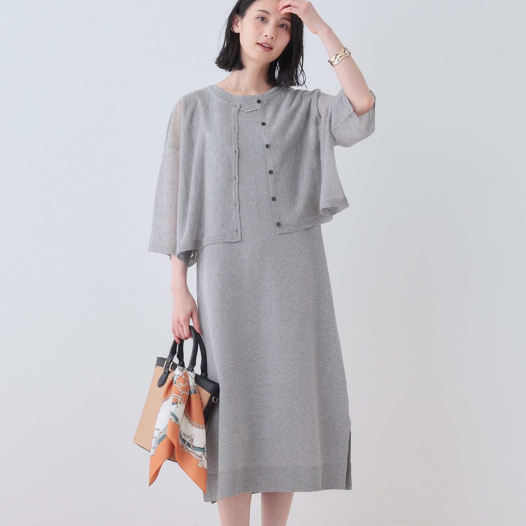 インディヴィ INDIVI 【2点セット】前後2WAYニットワンピース (ブラック(019)) ブラック(019)