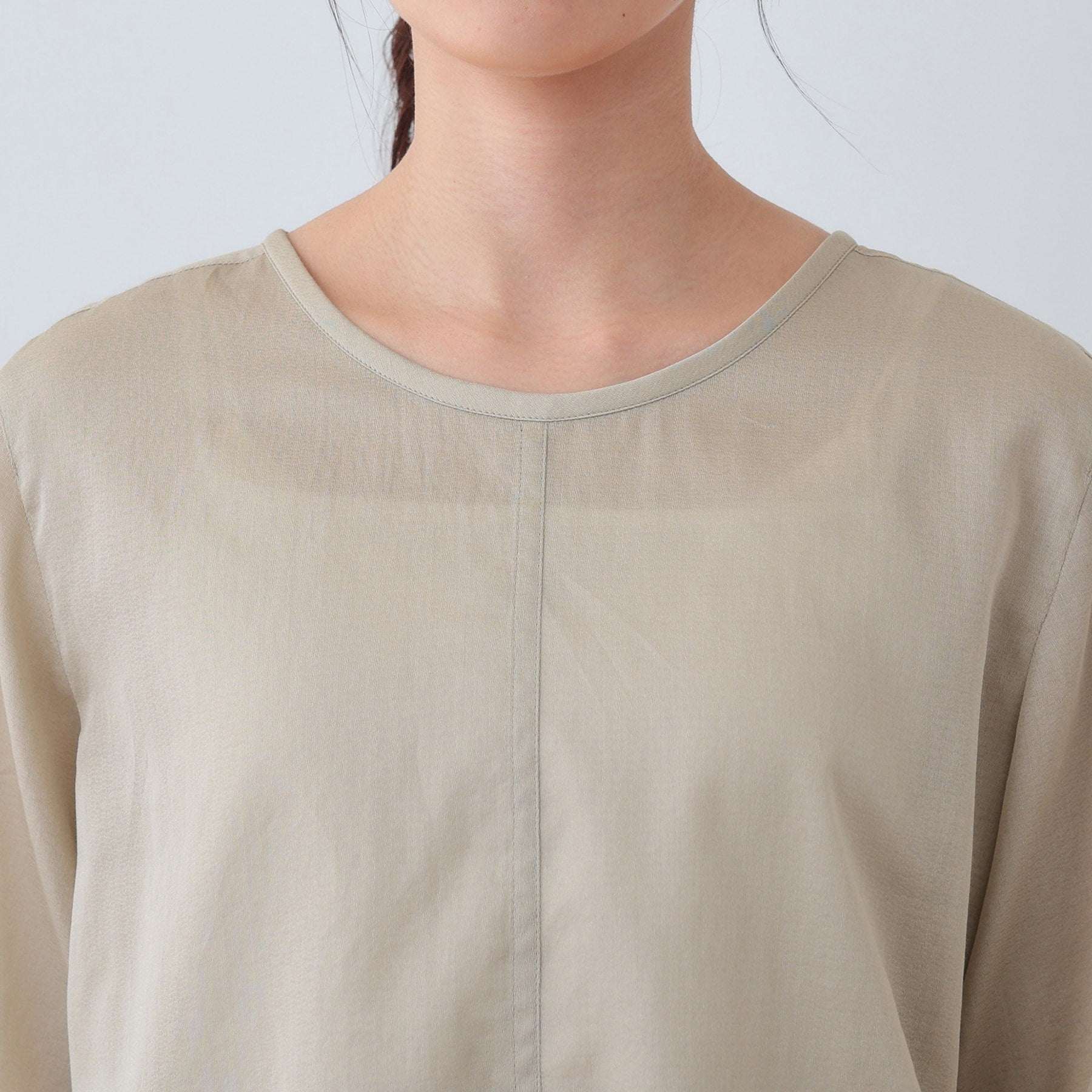 インディヴィ INDIVI 【日本製/SETUP可能】ガーゼ素材Tブラウス (ベージュ(052)) ベージュ(052)