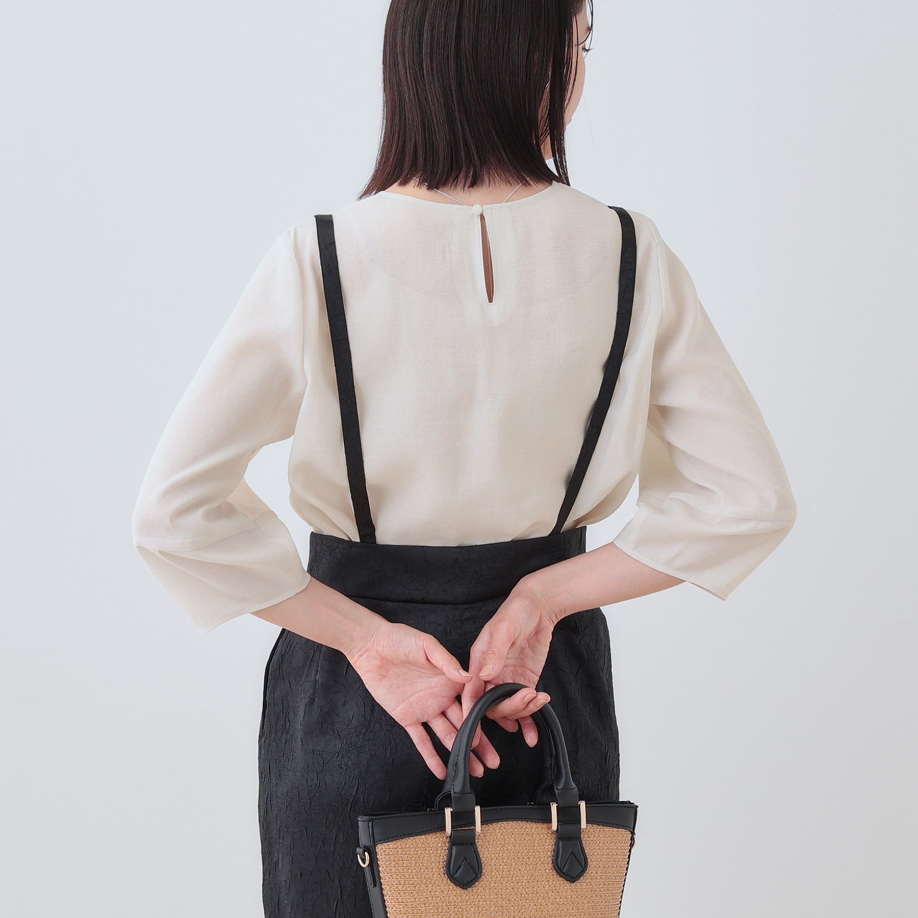 インディヴィ INDIVI 【洗える/SETUP可能】袖コンシャスシアーブラウス (サックスブルー(090)) サックスブルー(090)