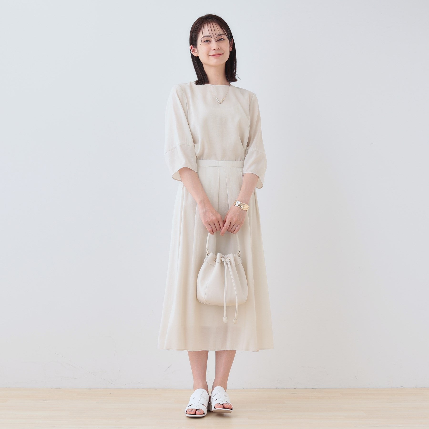 インディヴィ INDIVI 【洗える/SETUP可能】袖コンシャスシアーブラウス (サックスブルー(090)) サックスブルー(090)