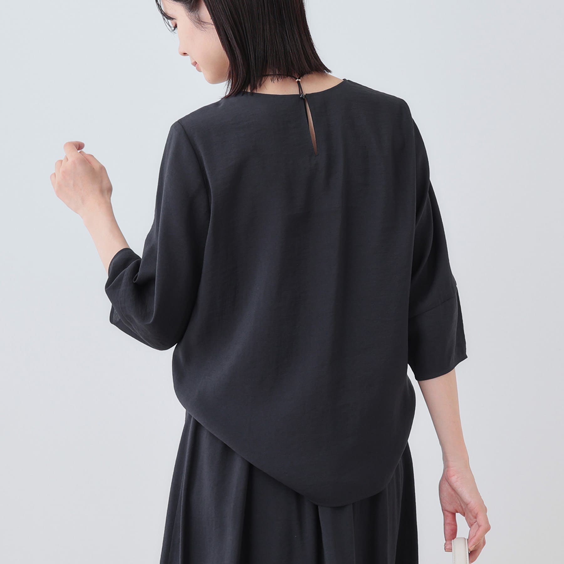 インディヴィ INDIVI 【洗える/SETUP可能】袖コンシャスシアーブラウス (サックスブルー(090)) サックスブルー(090)