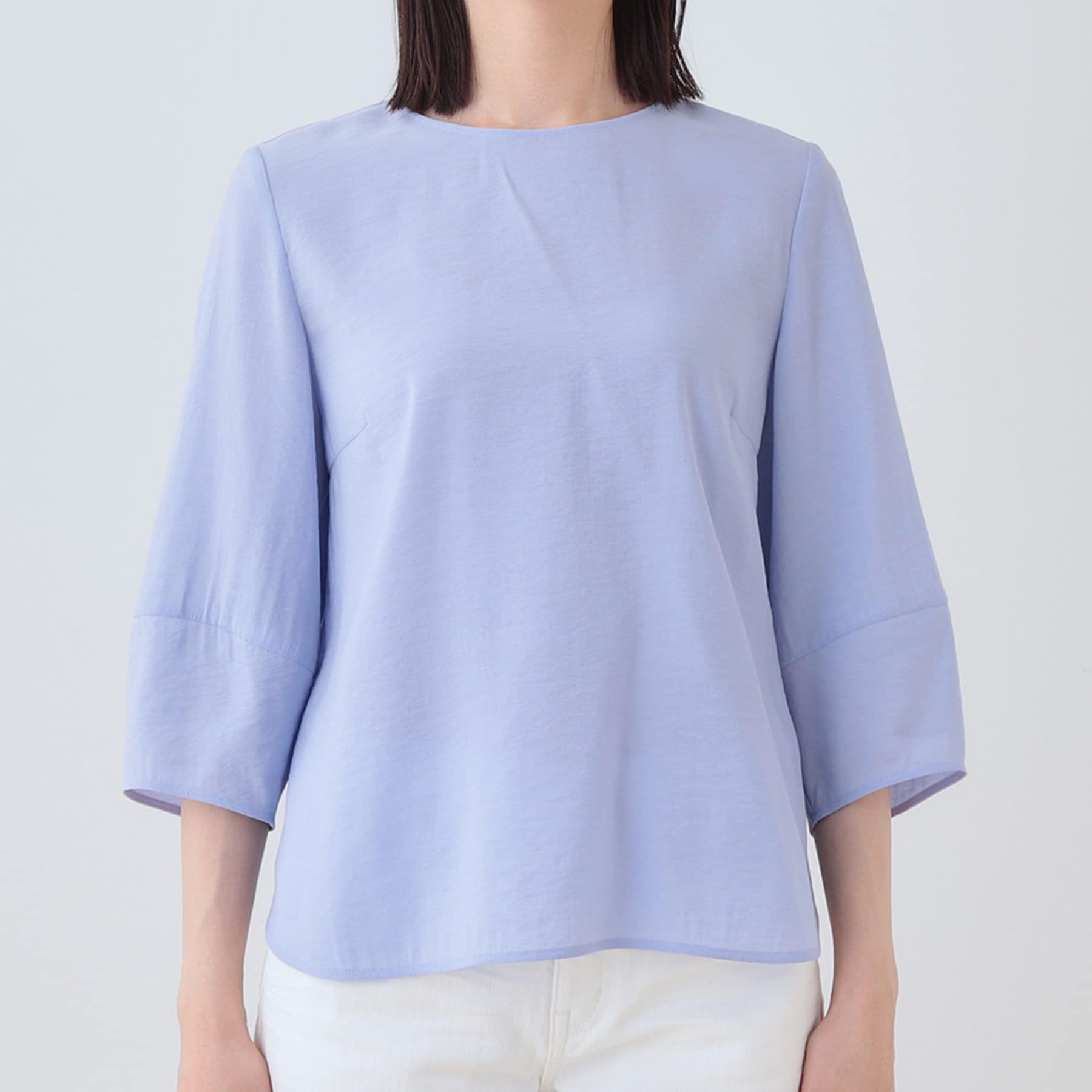 インディヴィ INDIVI 【洗える/SETUP可能】袖コンシャスシアーブラウス (サックスブルー(090)) サックスブルー(090)