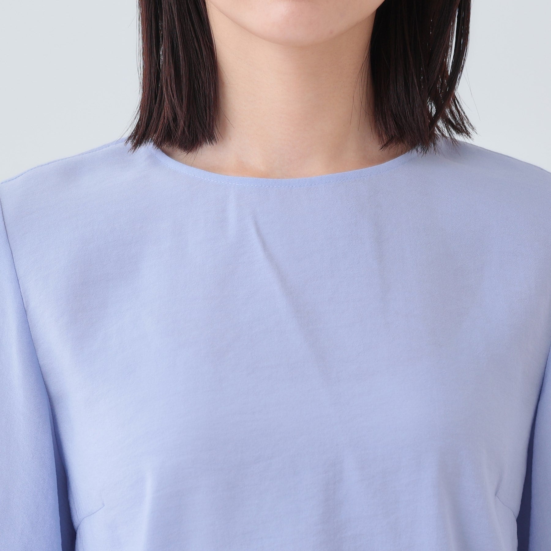 インディヴィ INDIVI 【洗える/SETUP可能】袖コンシャスシアーブラウス (サックスブルー(090)) サックスブルー(090)