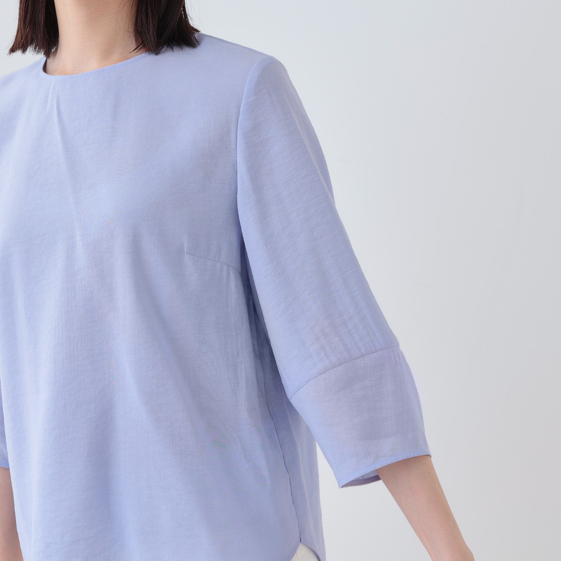 インディヴィ INDIVI 【洗える/SETUP可能】袖コンシャスシアーブラウス (サックスブルー(090)) サックスブルー(090)