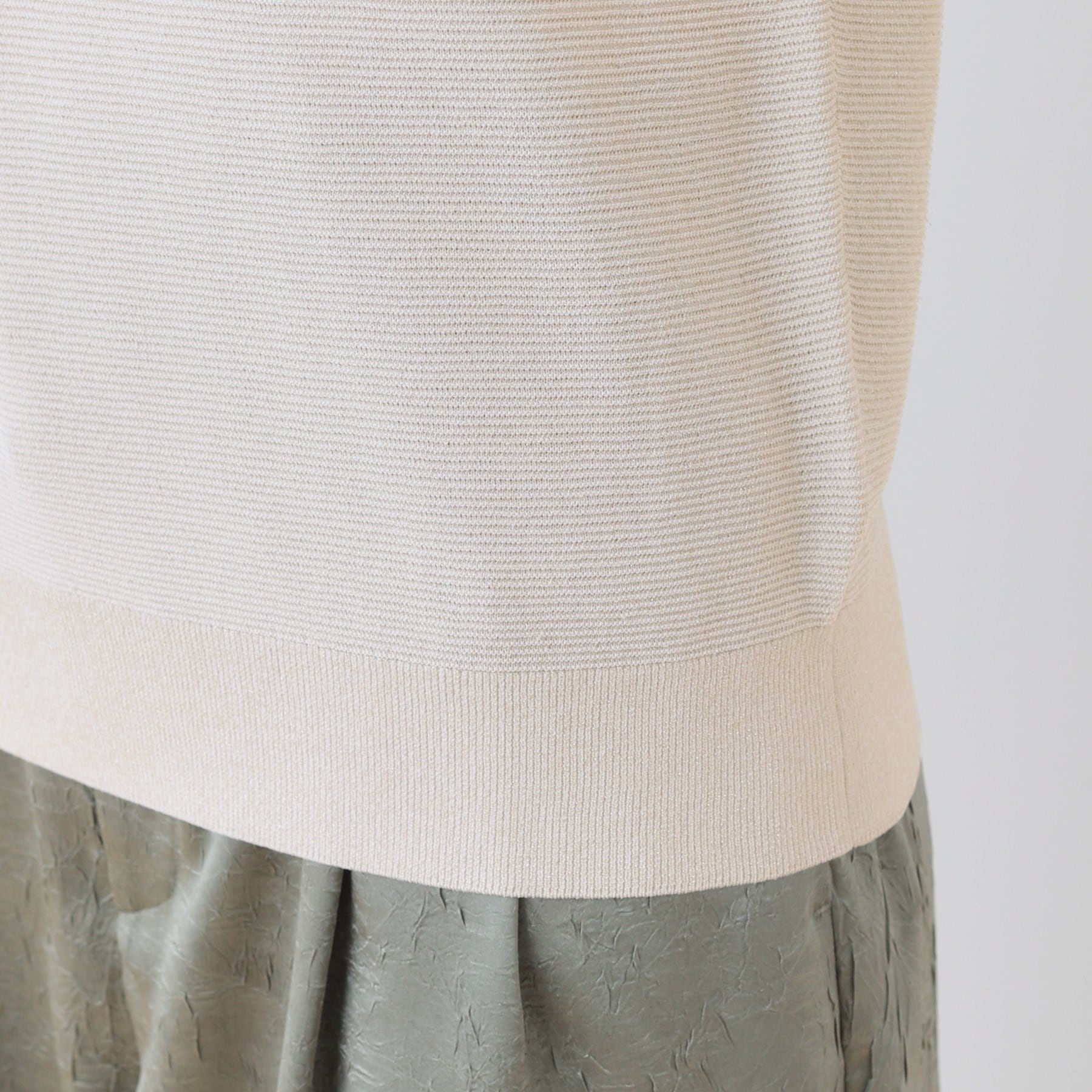 インディヴィ INDIVI 【洗える/ラメ】半袖Vネックニット (オフホワイト(003)) オフホワイト(003)