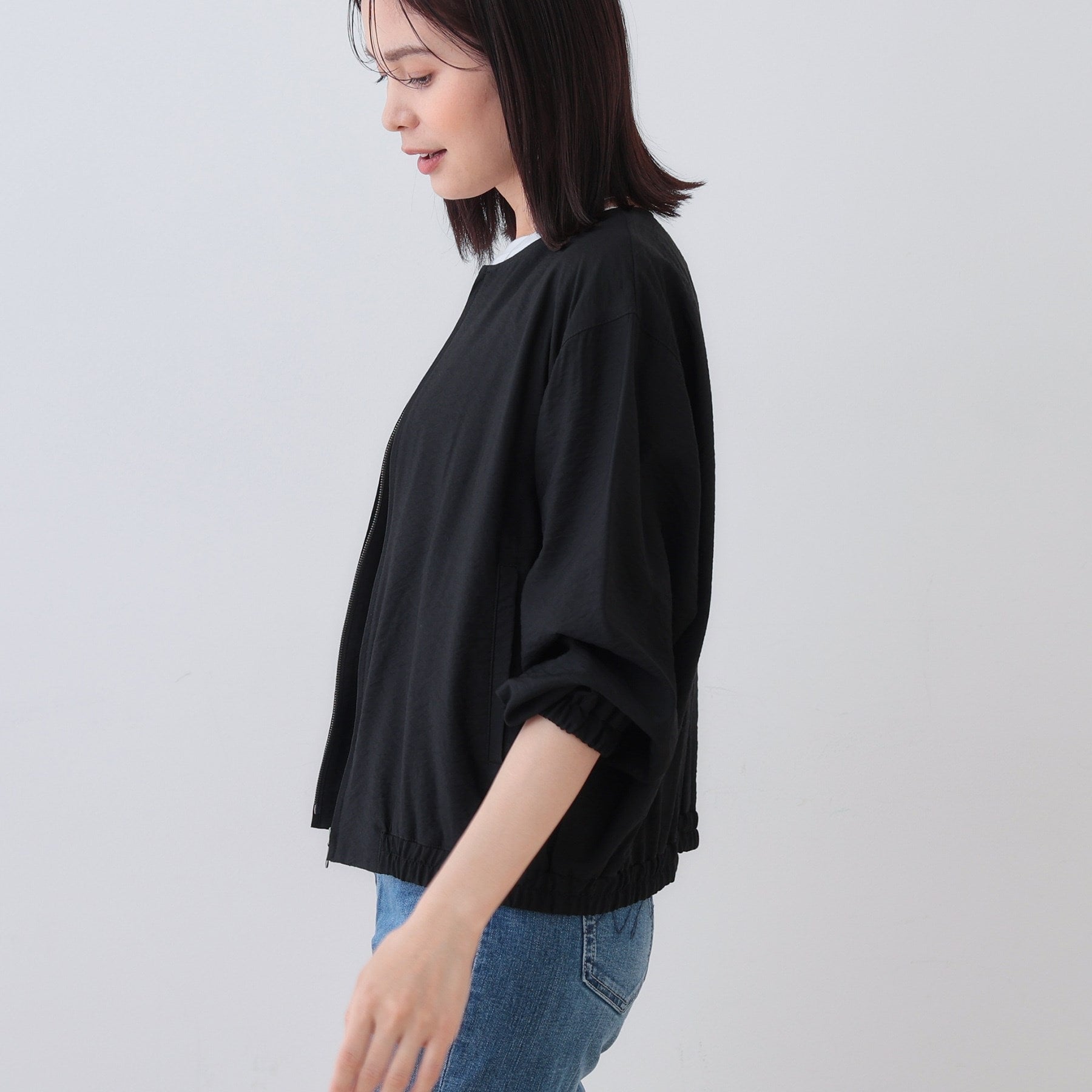 インディヴィ INDIVI ワッシャーブルゾン (ブラック(019)) ブラック(019)