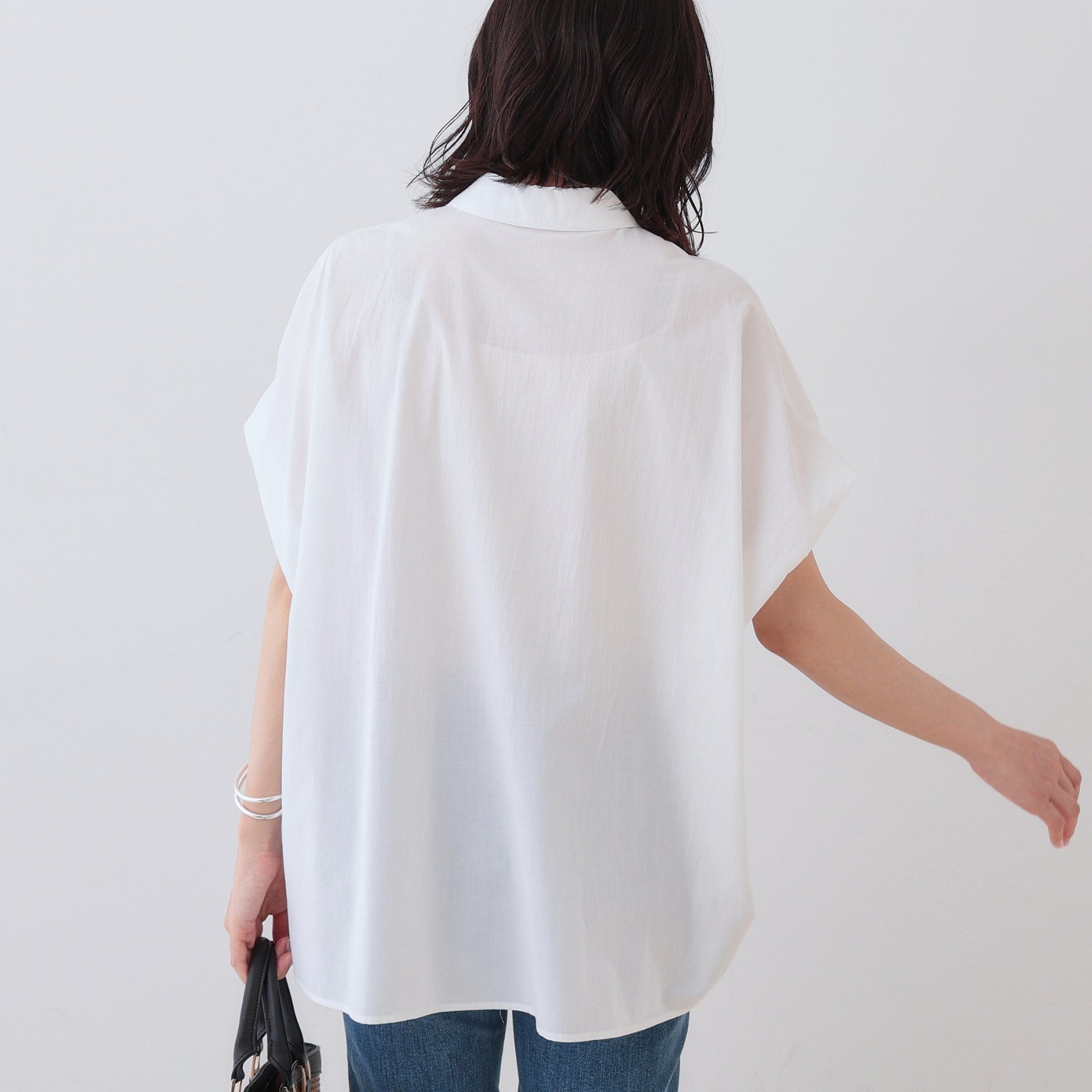 インディヴィ INDIVI 【SETUP可能/涼しい】コットンオーバーシャツ (ブラック(019)) ブラック(019)