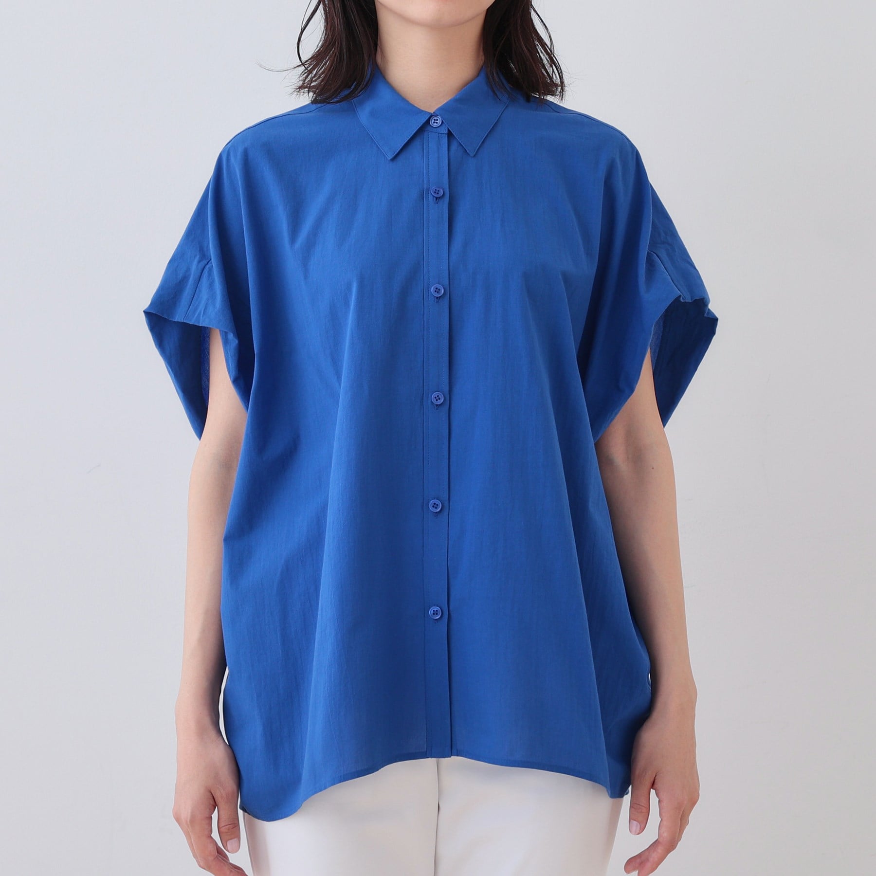 インディヴィ INDIVI 【SETUP可能/涼しい】コットンオーバーシャツ (ブラック(019)) ブラック(019)