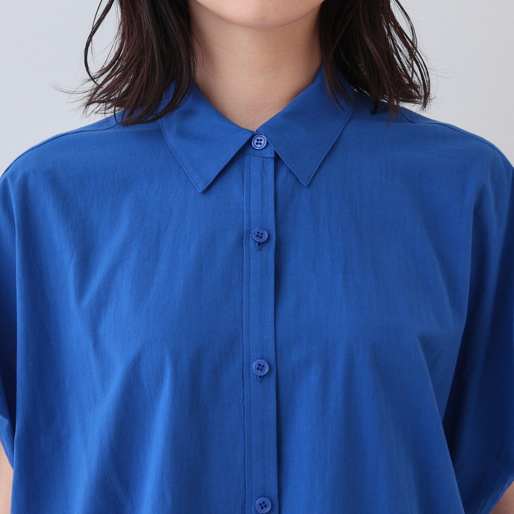 インディヴィ INDIVI 【SETUP可能/涼しい】コットンオーバーシャツ (ブラック(019)) ブラック(019)