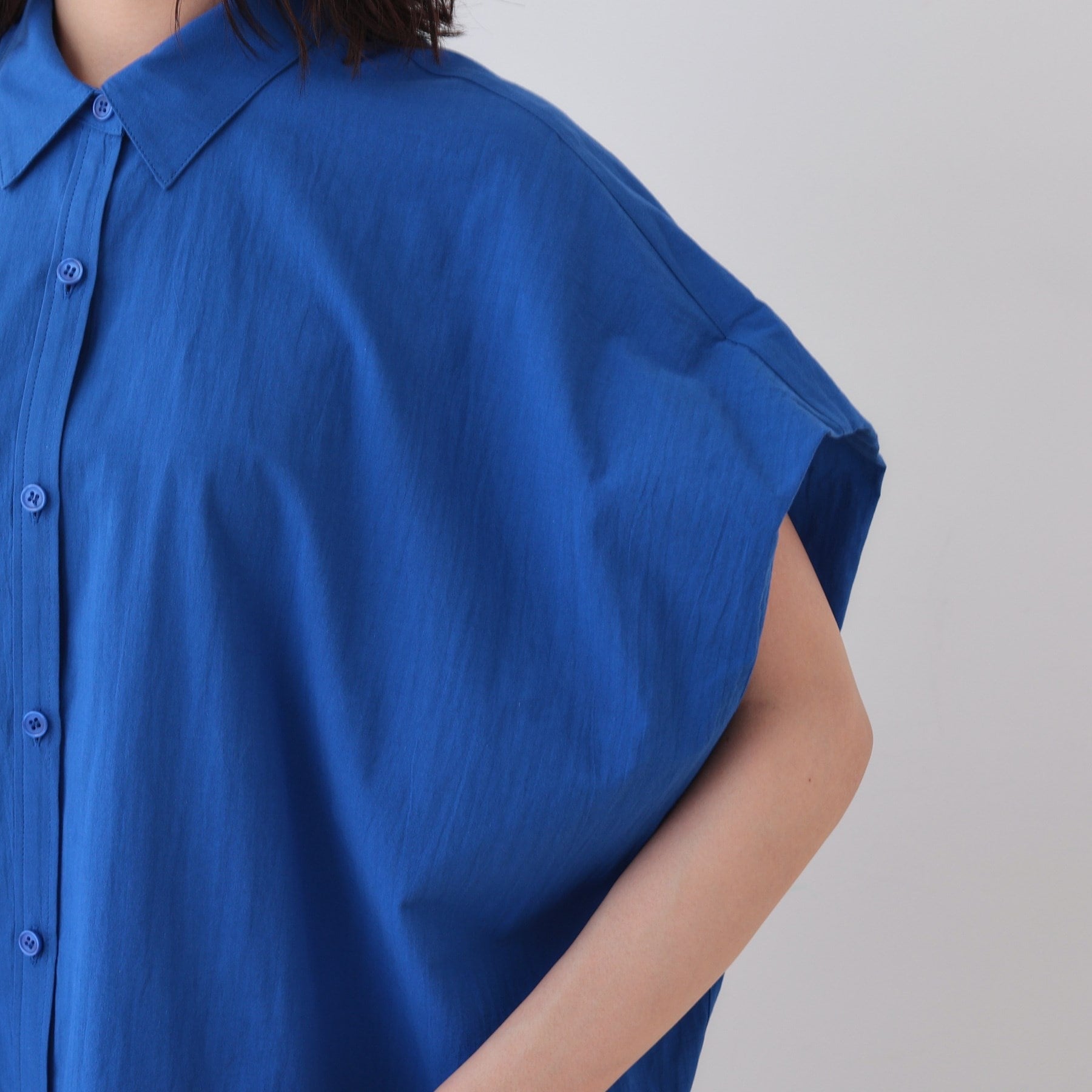 インディヴィ INDIVI 【SETUP可能/涼しい】コットンオーバーシャツ (ブラック(019)) ブラック(019)