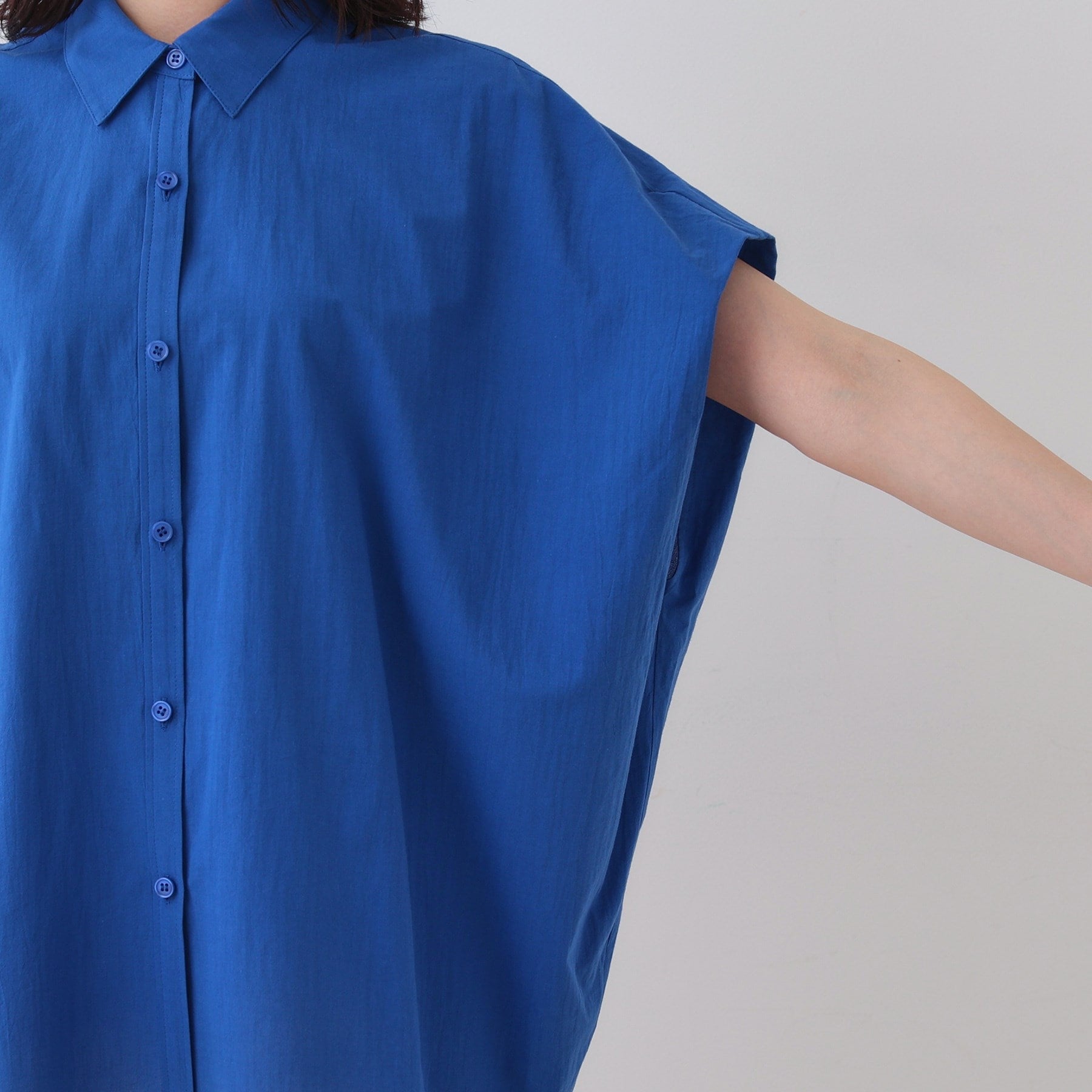 インディヴィ INDIVI 【SETUP可能/涼しい】コットンオーバーシャツ (ブラック(019)) ブラック(019)