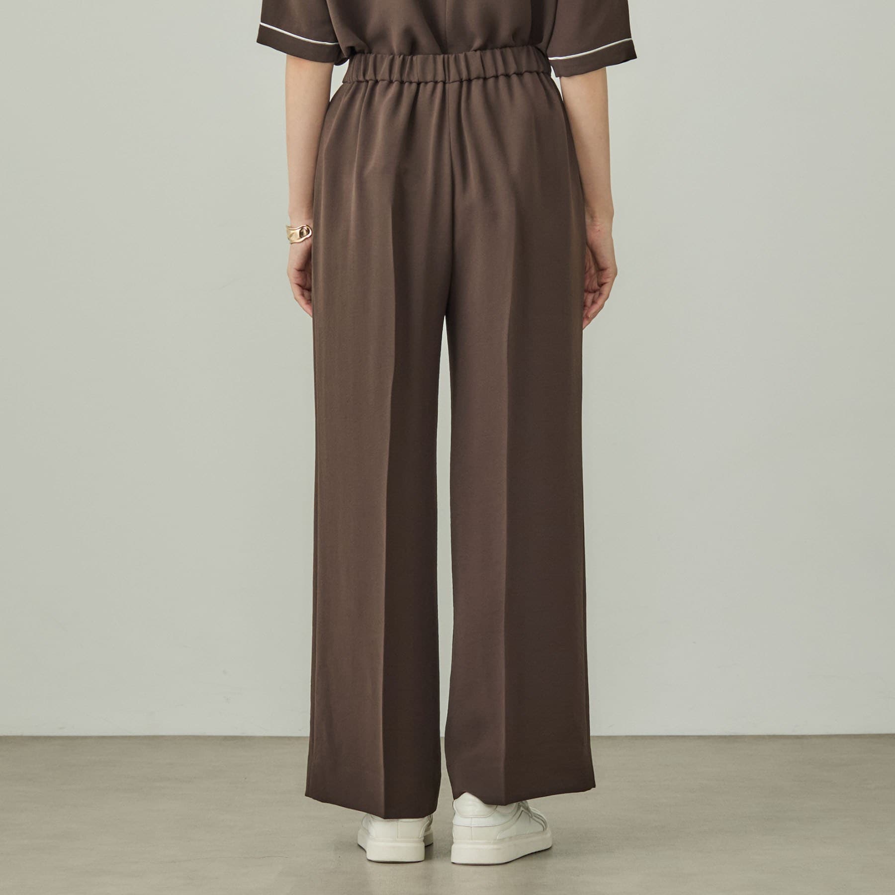 インディヴィ INDIVI 【洗える/UVケア】ワイドパンツ (ブラウン(044)) ブラウン(044)