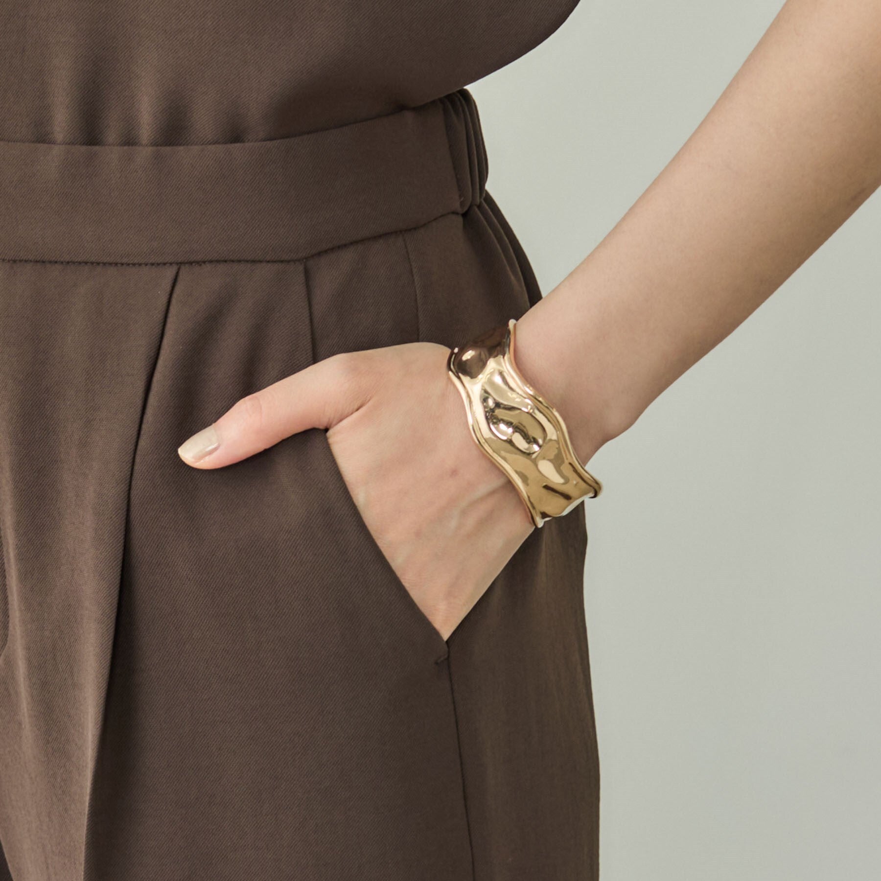 インディヴィ INDIVI 【洗える/UVケア】ワイドパンツ (ブラウン(044)) ブラウン(044)