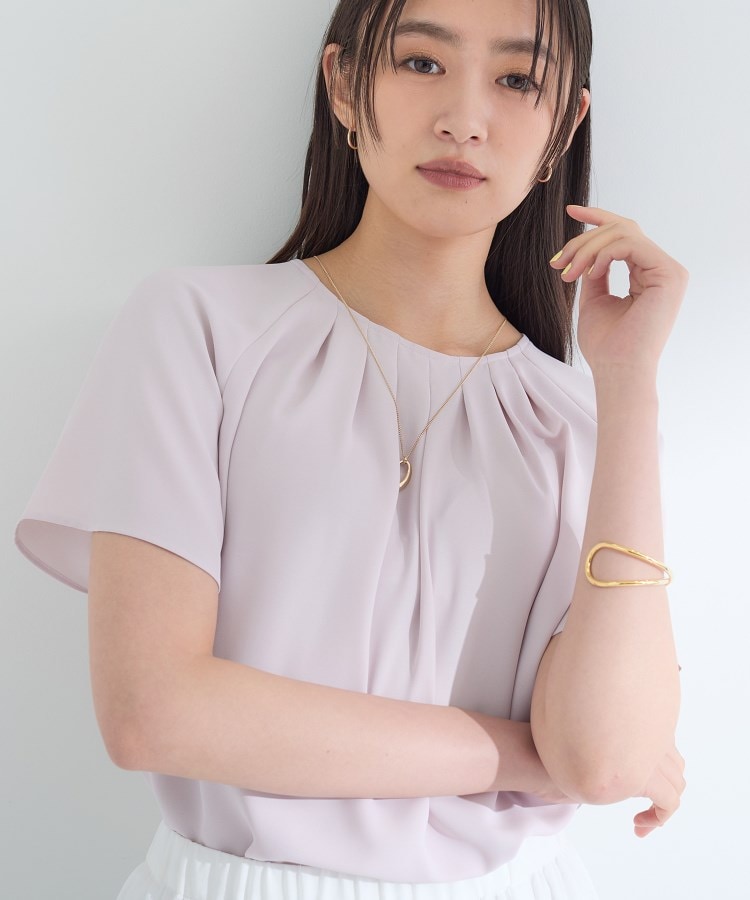 インディヴィ INDIVI 【接触冷感/UVケア】タックブラウス (ライトピンク(070)) ライトピンク(070)