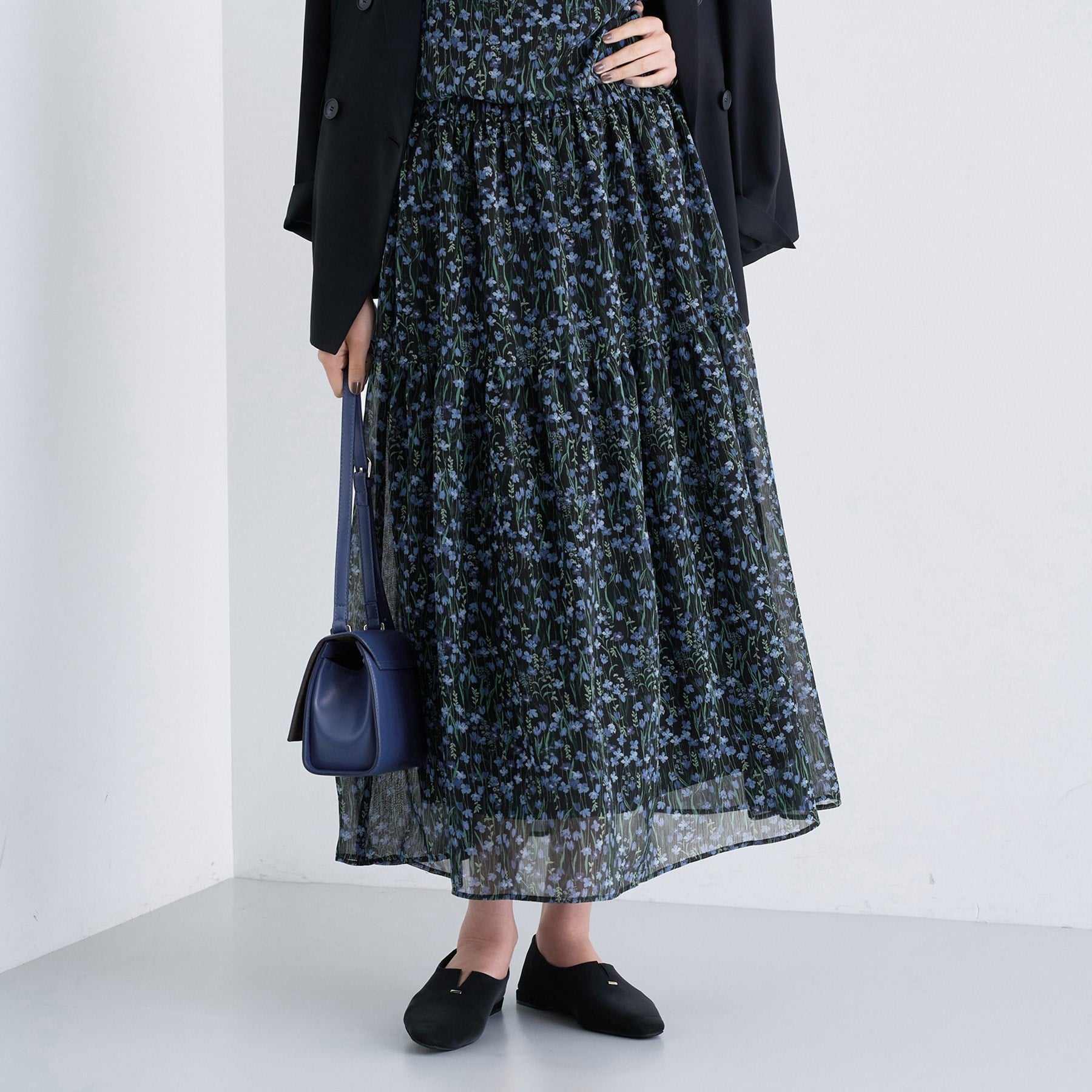 インディヴィ INDIVI 【セットアップ可能】フラワーシフォンスカート (ライトベージュ(151)) ライトベージュ(151)