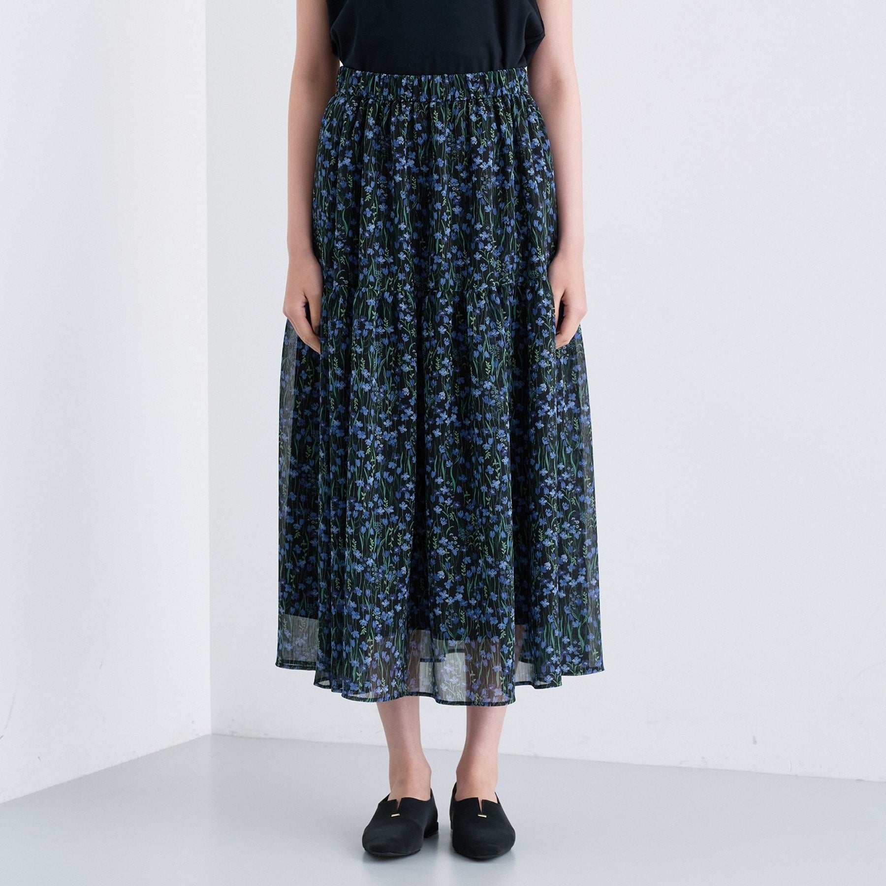 インディヴィ INDIVI 【セットアップ可能】フラワーシフォンスカート (ライトベージュ(151)) ライトベージュ(151)