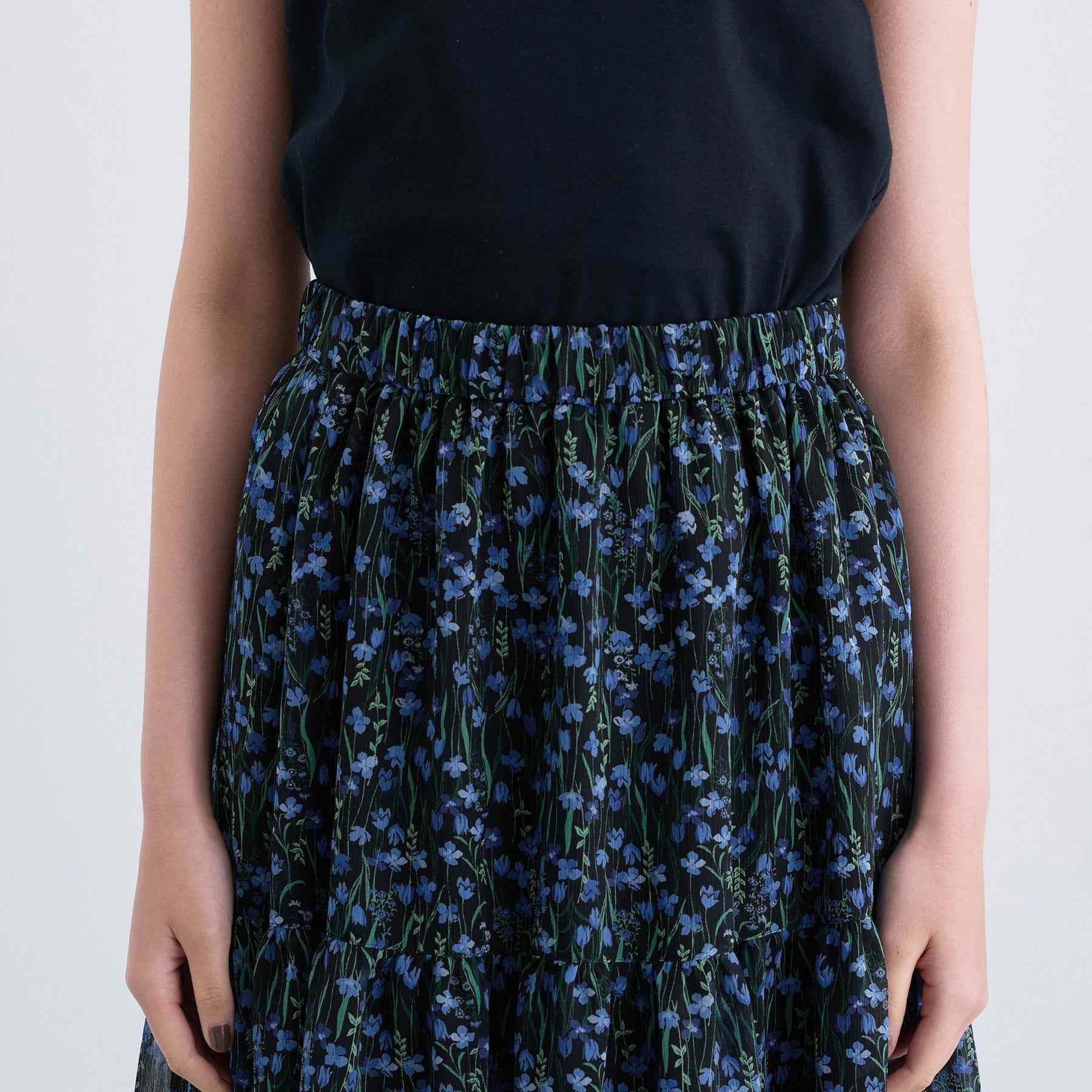 インディヴィ INDIVI 【セットアップ可能】フラワーシフォンスカート (ライトベージュ(151)) ライトベージュ(151)