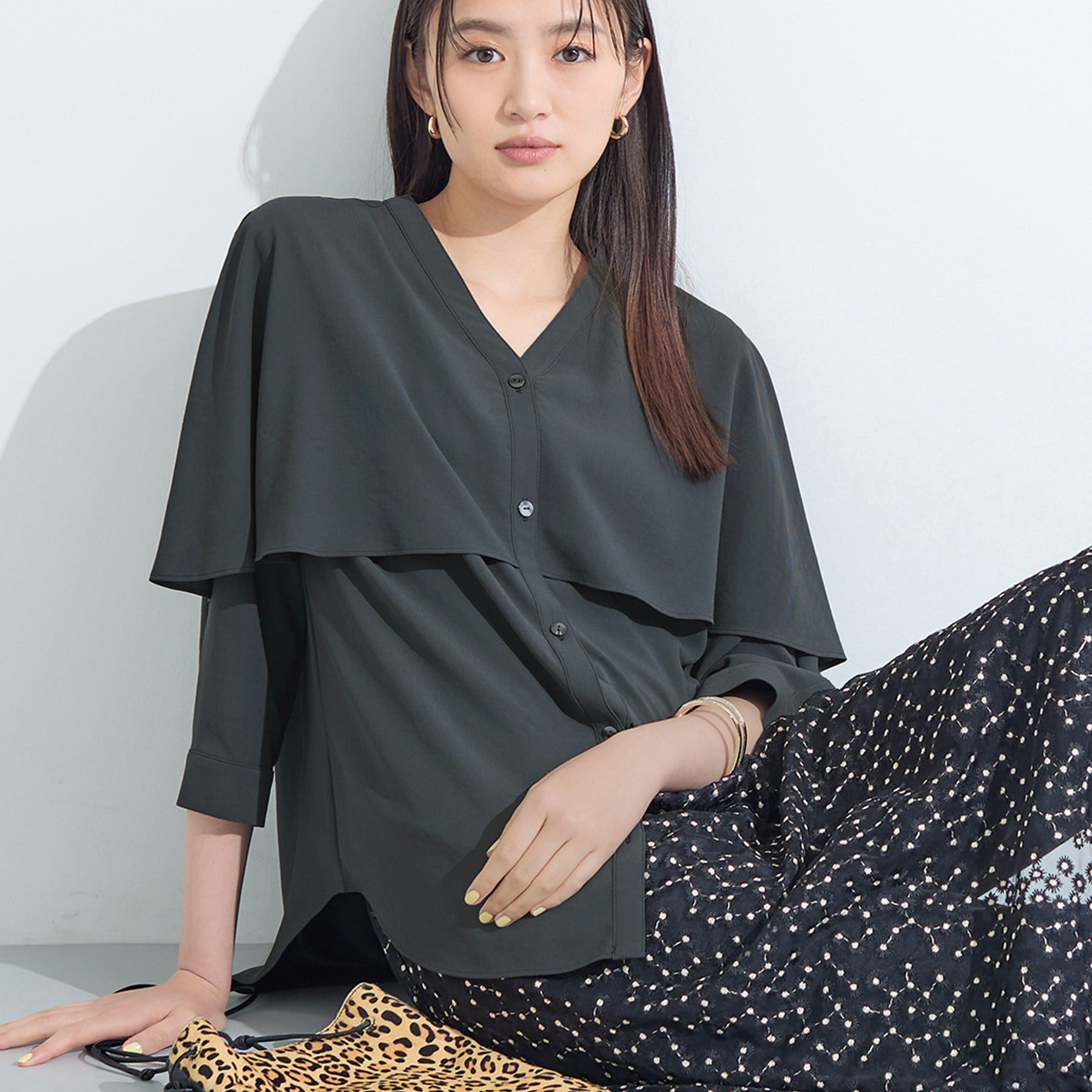 インディヴィ INDIVI 【着る日傘/UVケア/接触冷感】ケープカラーブラウス (ホワイト(001)) ホワイト(001)