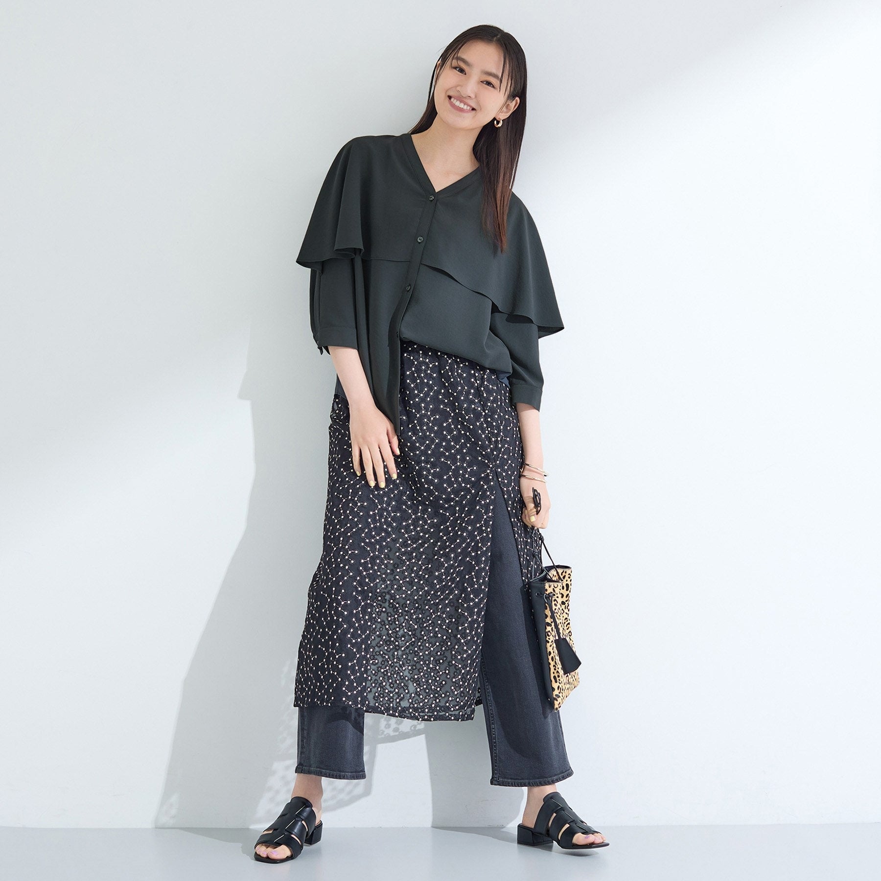 インディヴィ INDIVI 【着る日傘/UVケア/接触冷感】ケープカラーブラウス (ホワイト(001)) ホワイト(001)