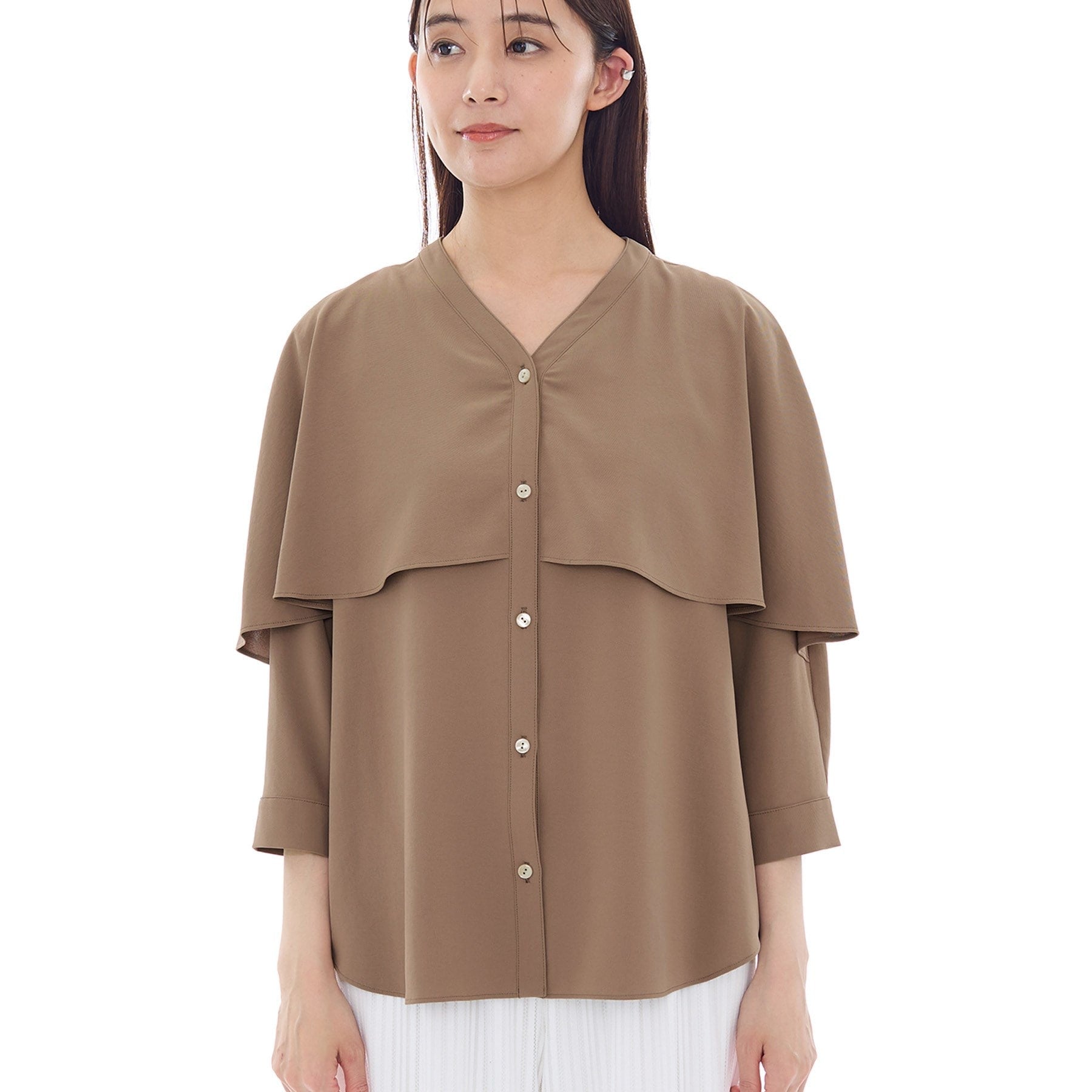 インディヴィ INDIVI 【着る日傘/UVケア/接触冷感】ケープカラーブラウス (ホワイト(001)) ホワイト(001)