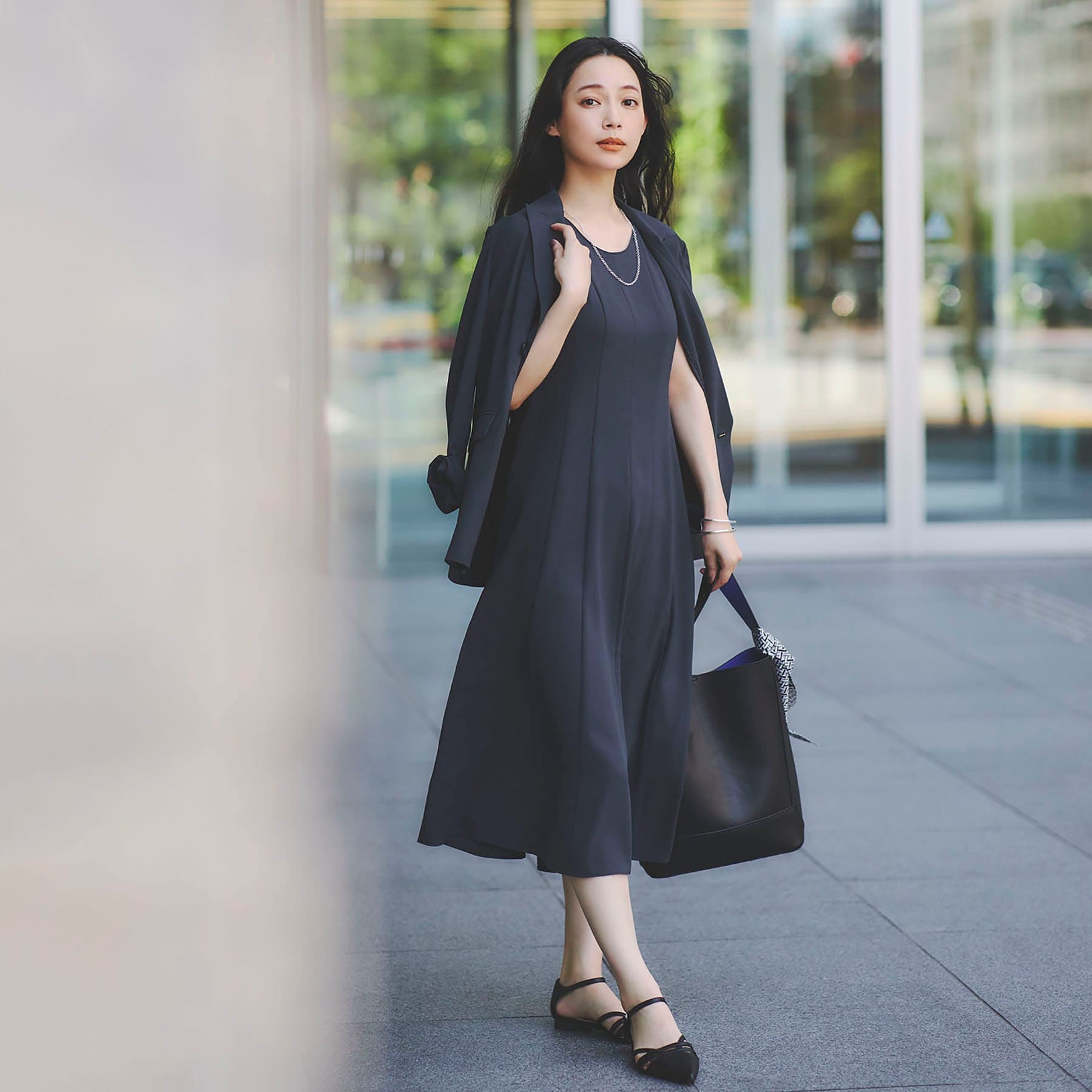 インディヴィ INDIVI 【着る日傘/UVケア/接触冷感】ノースリーブワンピース (チャコールグレー(013)) チャコールグレー(013)