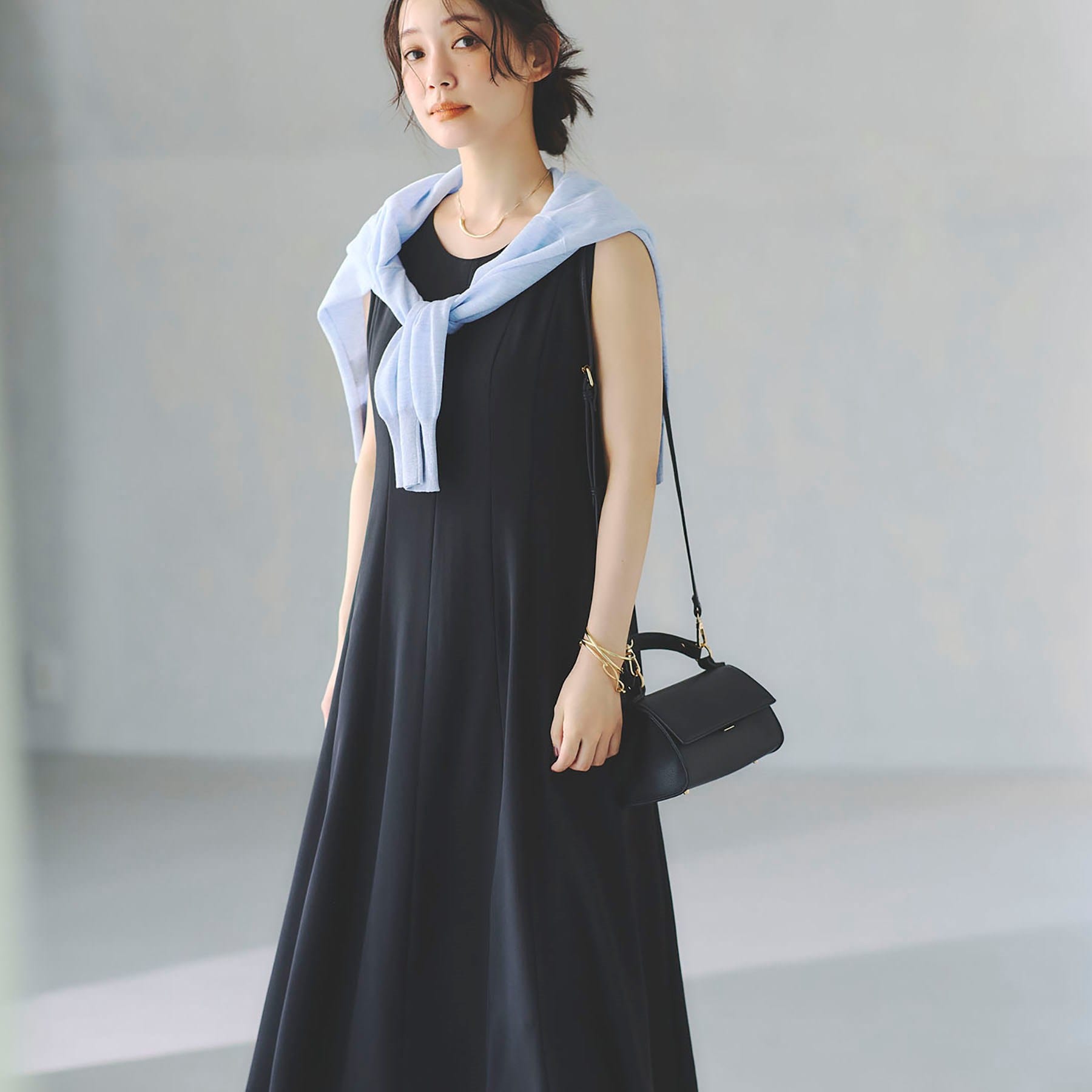 インディヴィ INDIVI 【着る日傘/UVケア/接触冷感】ノースリーブワンピース (ブラック(019)) ブラック(019)