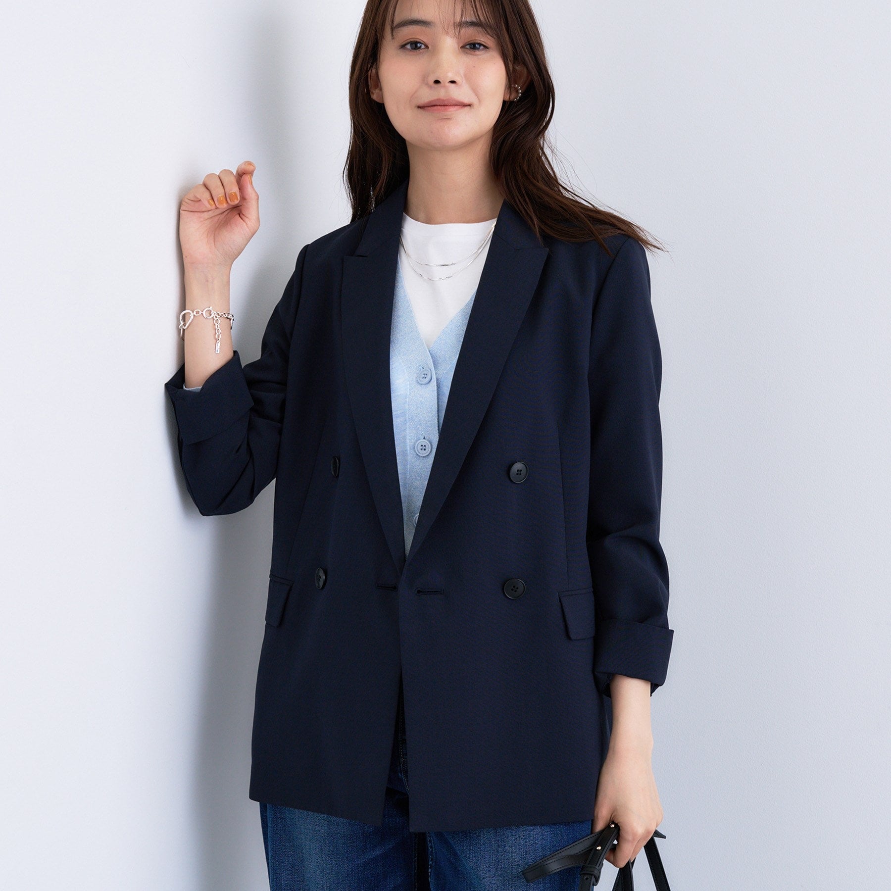 インディヴィ INDIVI 【UVケア】ライトダブルジャケット (ネイビー(094)) ネイビー(094)