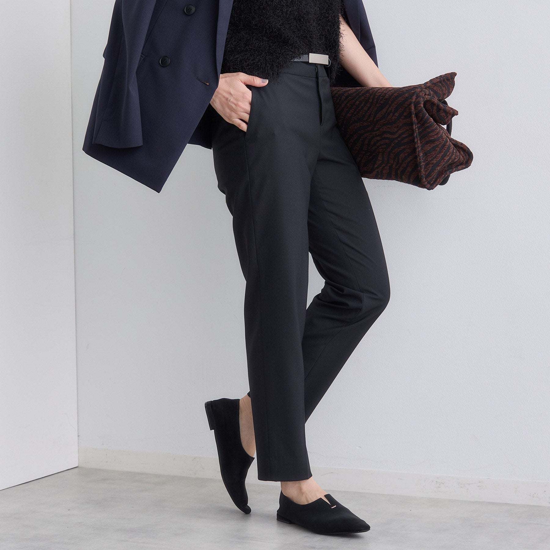 インディヴィ INDIVI 【ウール混】スティックパンツ (ブラック(019)) ブラック(019)