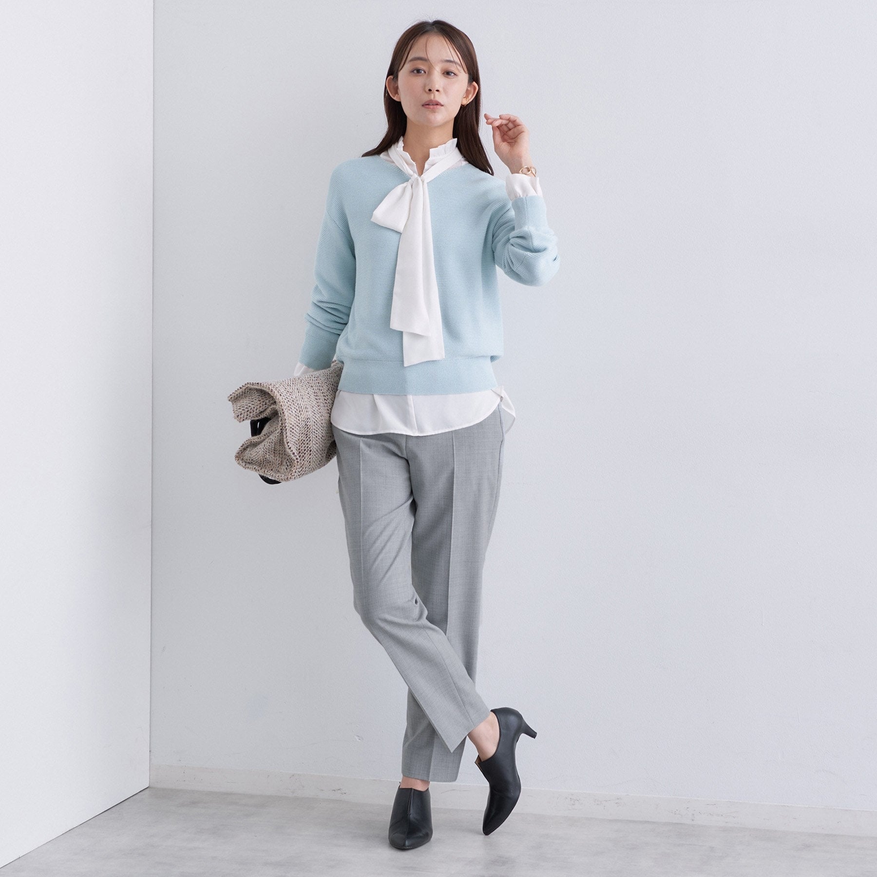 インディヴィ INDIVI 【ウール混】スティックパンツ (ブラック(019)) ブラック(019)