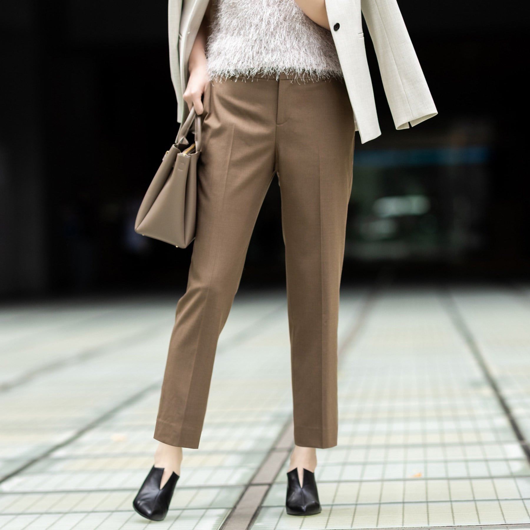 インディヴィ INDIVI 【ウール混】スティックパンツ (ブラック(019)) ブラック(019)