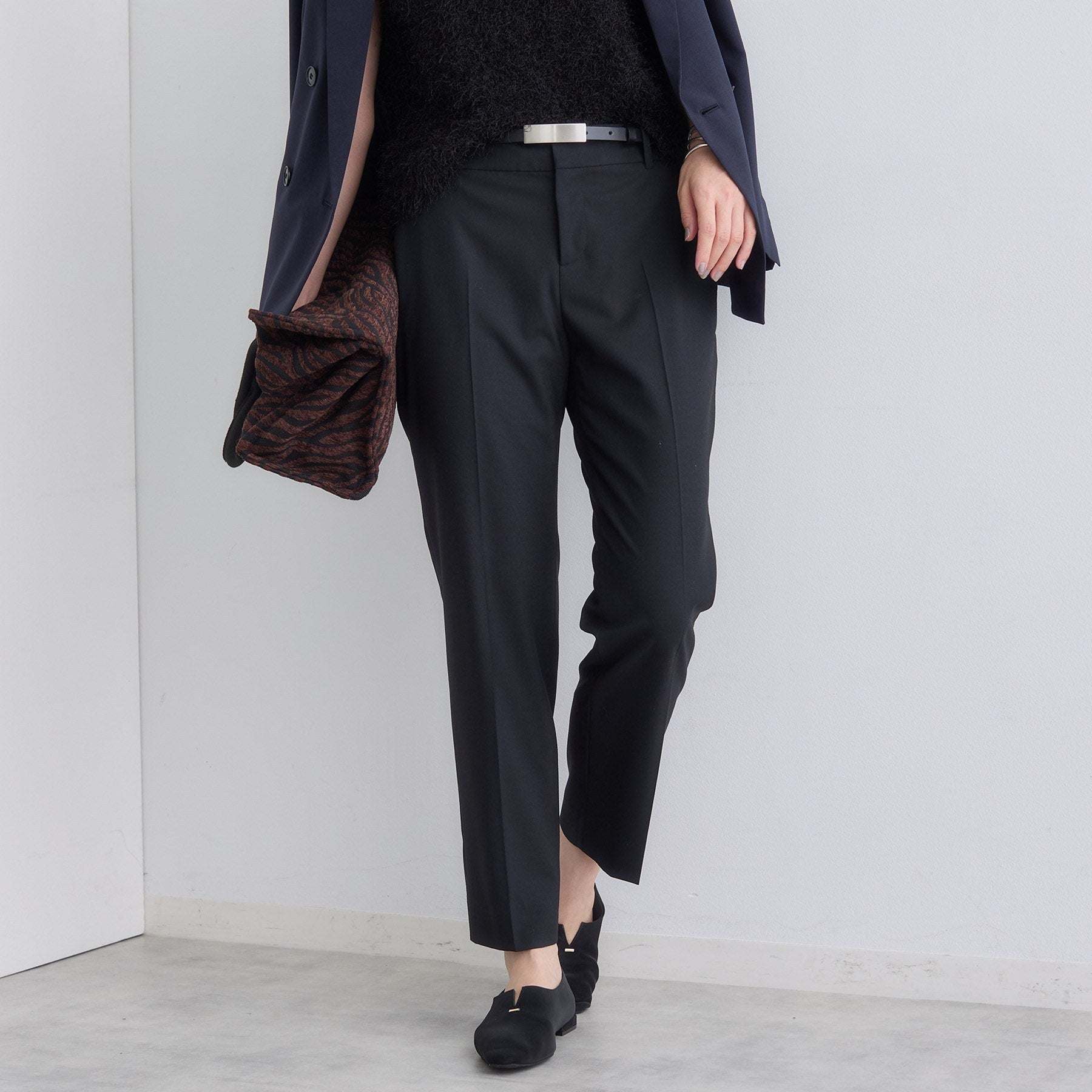 インディヴィ INDIVI 【ウール混】スティックパンツ (ブラック(019)) ブラック(019)