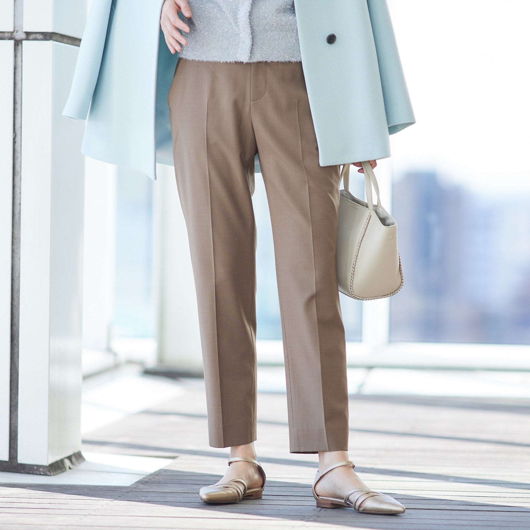 インディヴィ INDIVI 【ウール混】スティックパンツ (ブラック(019)) ブラック(019)