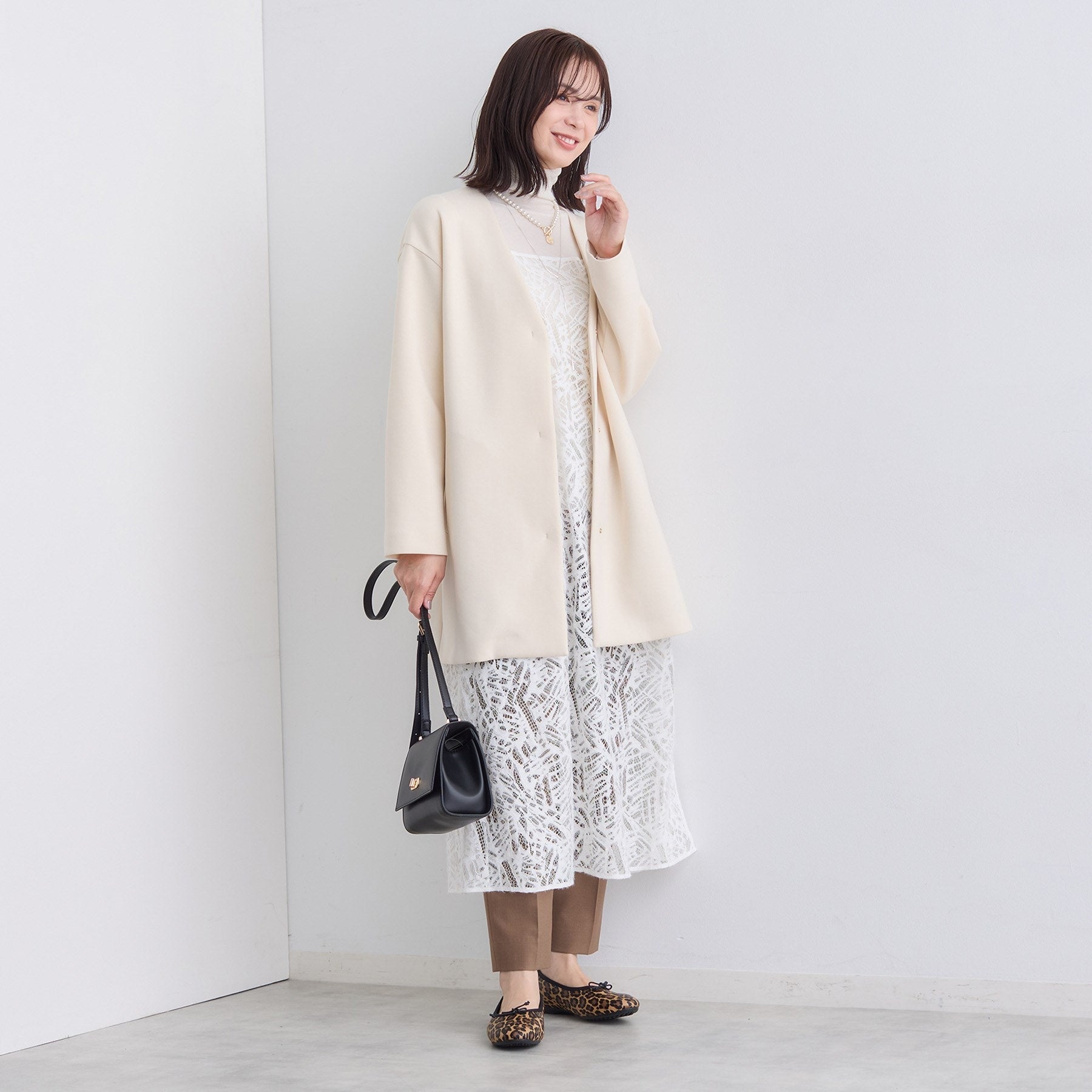 インディヴィ INDIVI 【ダンボール素材】ノーカラーIライン ライトコート (ライトグレー(611)) ライトグレー(611)