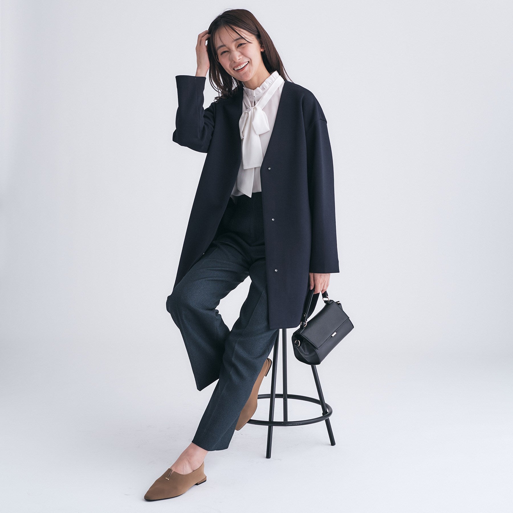 インディヴィ INDIVI 【ダンボール素材】ノーカラーIライン ライトコート (ライトグレー(611)) ライトグレー(611)