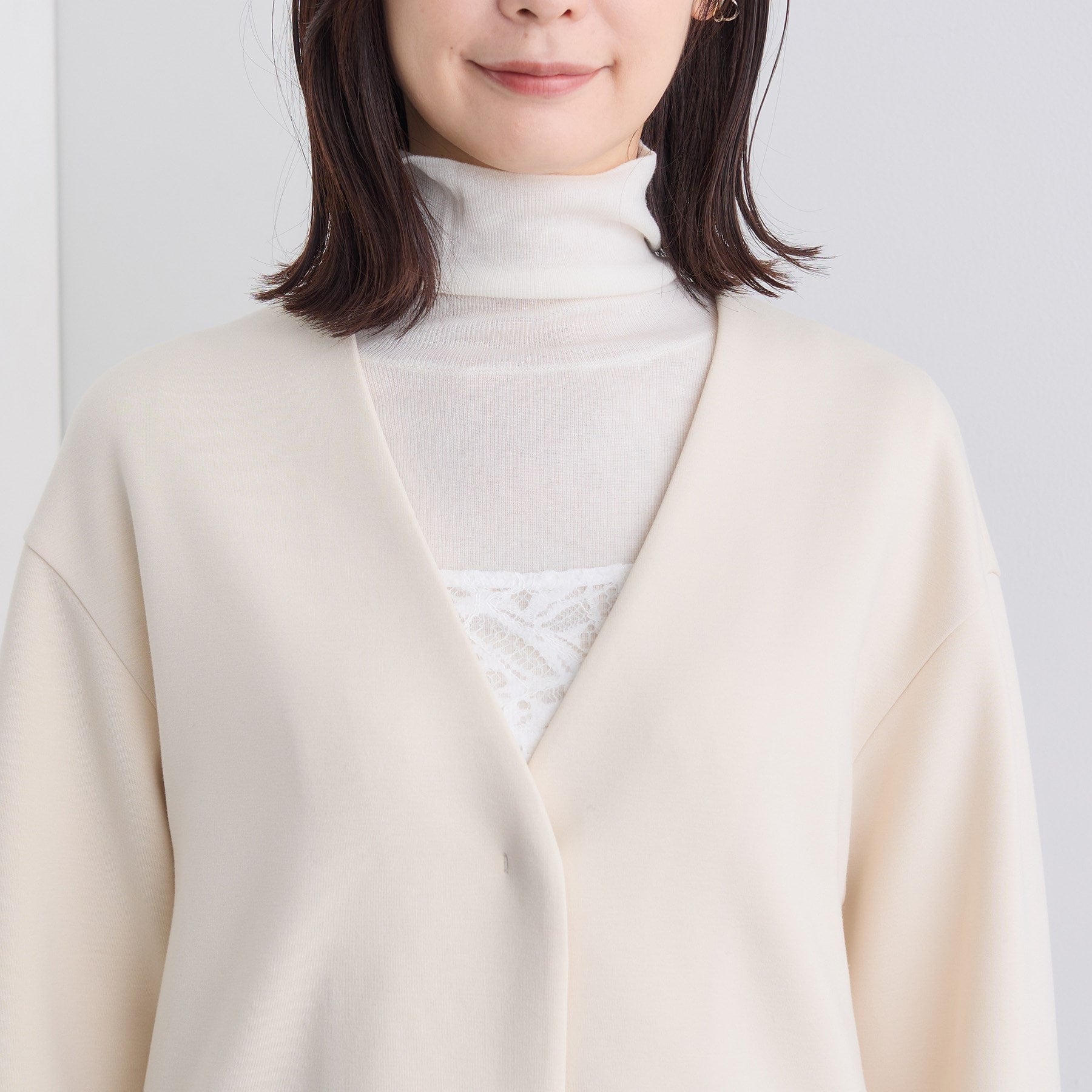 インディヴィ INDIVI 【ダンボール素材】ノーカラーIライン ライトコート (ライトグレー(611)) ライトグレー(611)