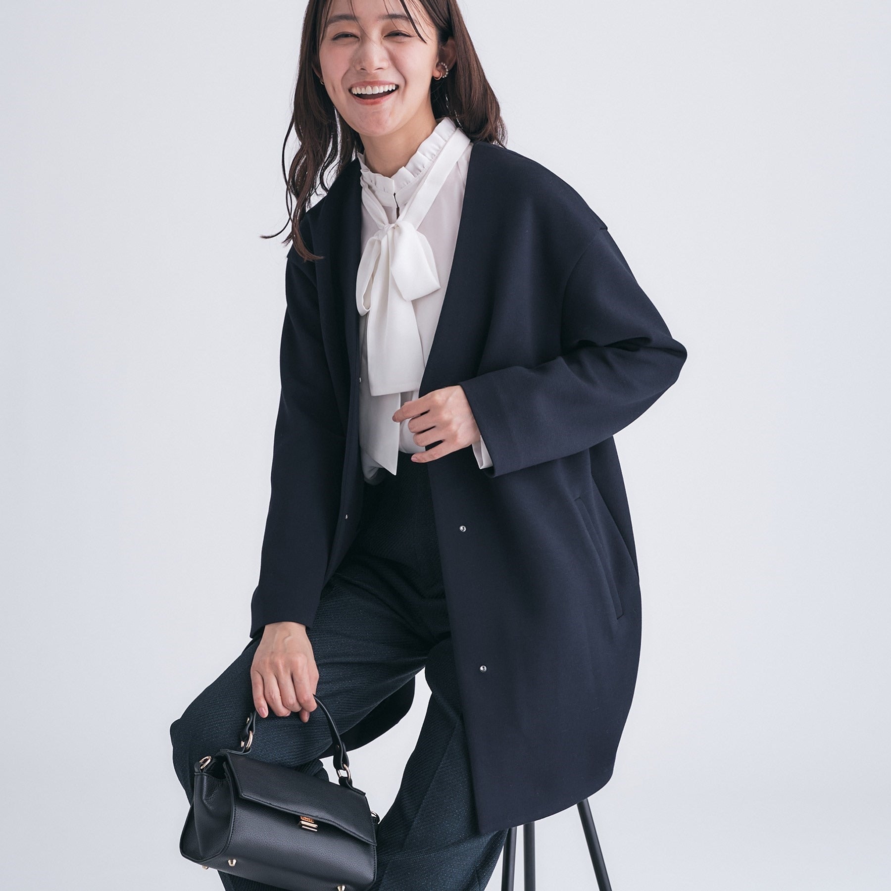 インディヴィ INDIVI 【ダンボール素材】ノーカラーIライン ライトコート (ライトグレー(611)) ライトグレー(611)