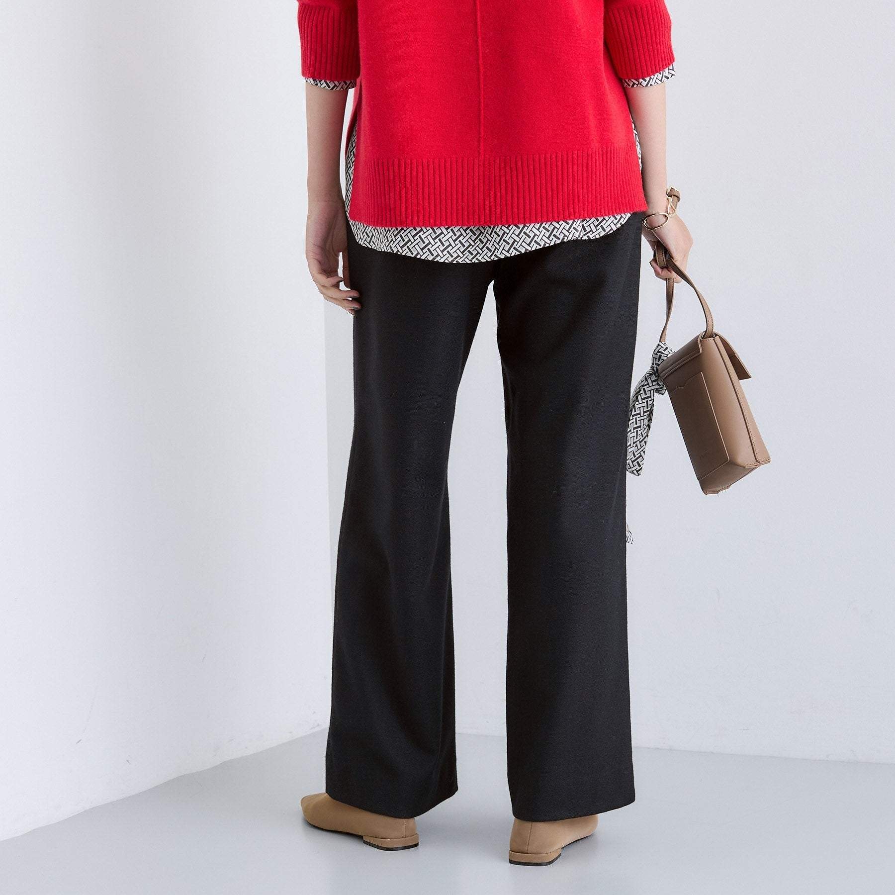 インディヴィ INDIVI 【褒められパンツ/ウール混】ウォームウール ワイドパンツ (ブルー(493)) ブルー(493)