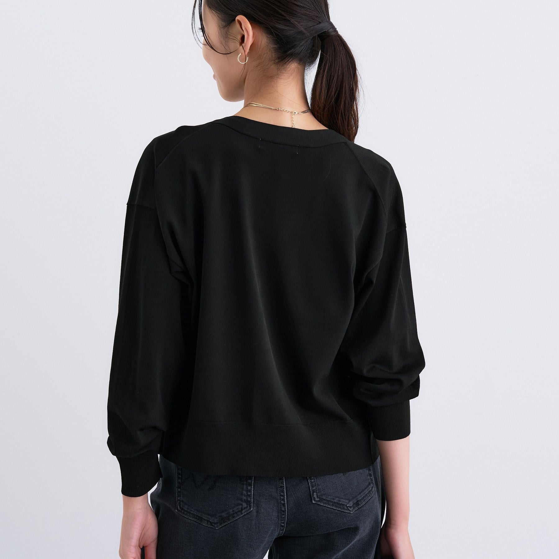 インディヴィ INDIVI Vネック ストレッチカーディガン (グレージュ(050)) グレージュ(050)