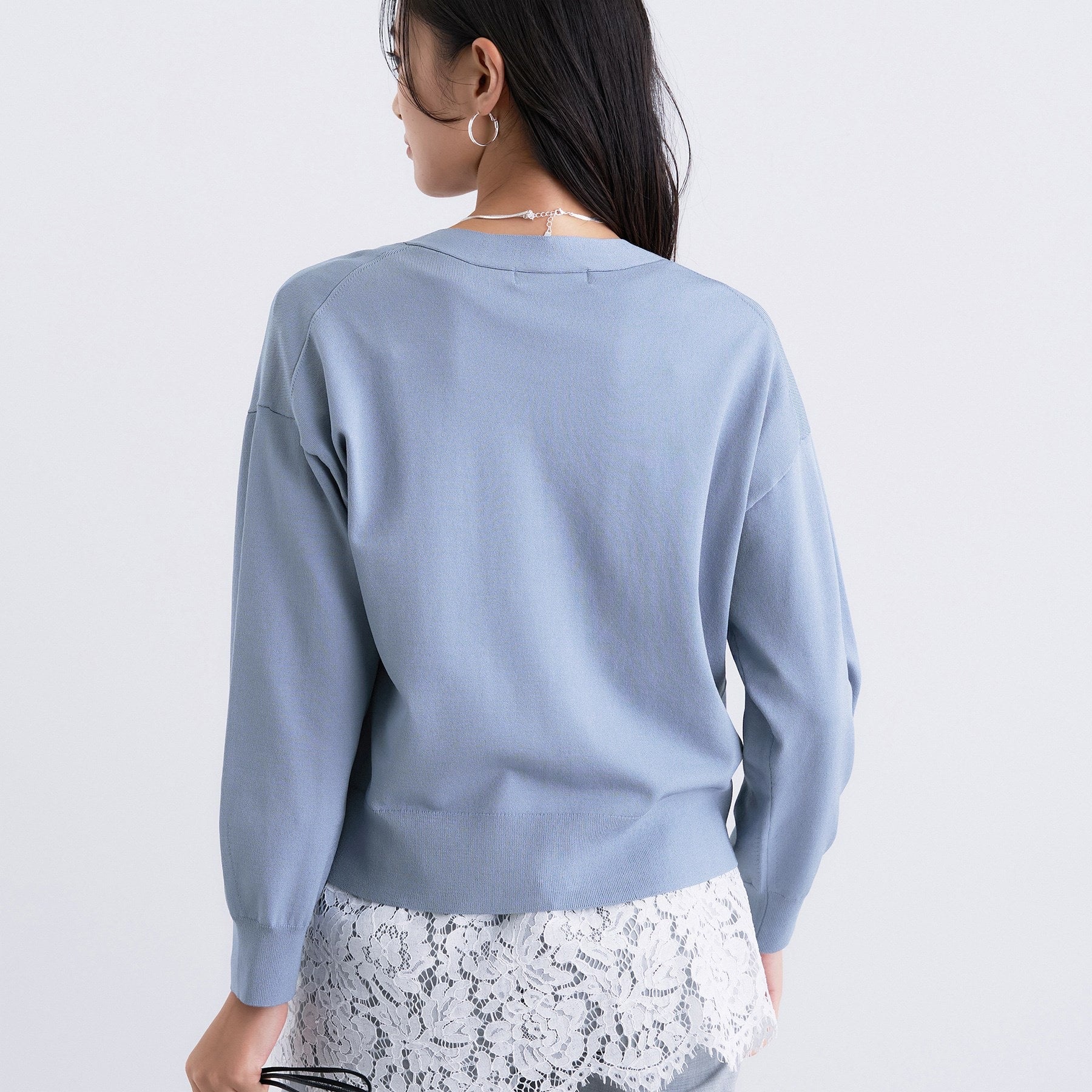 インディヴィ INDIVI Vネック ストレッチカーディガン (グレージュ(050)) グレージュ(050)