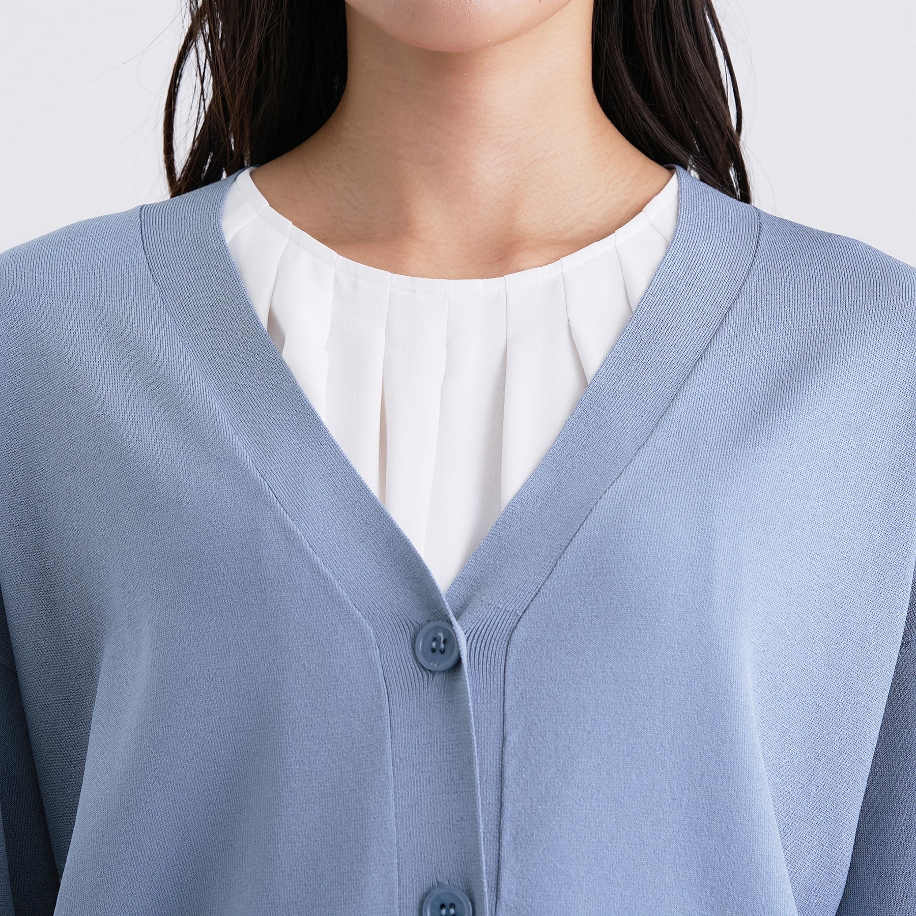 インディヴィ INDIVI Vネック ストレッチカーディガン (グレージュ(050)) グレージュ(050)