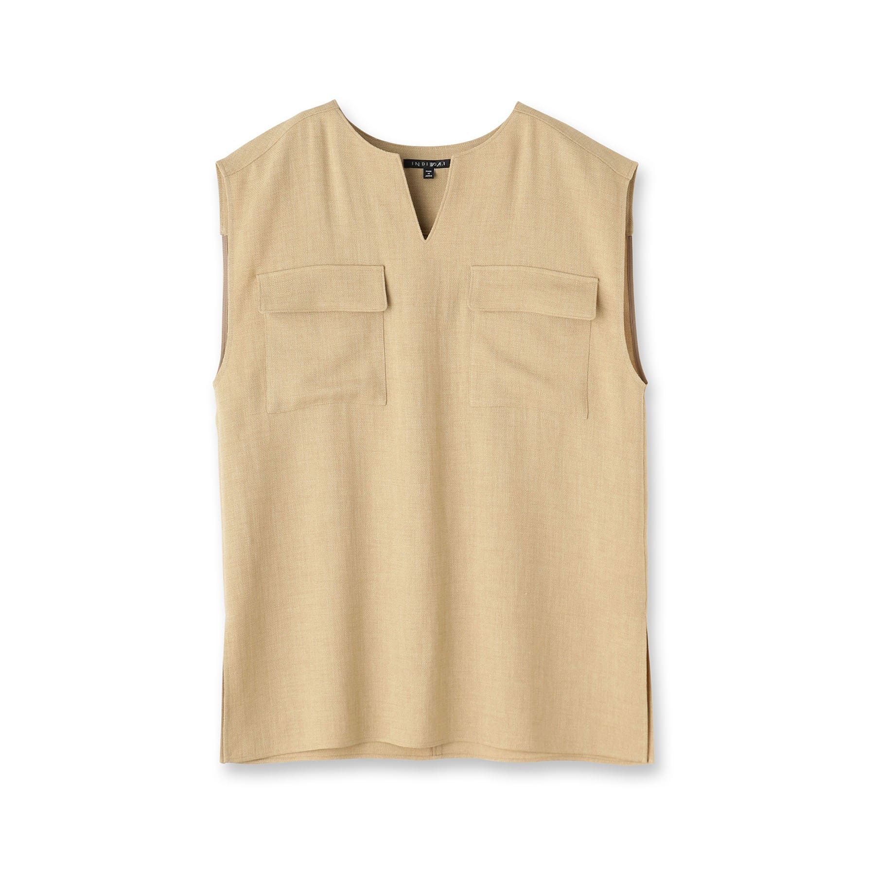 インディヴィ INDIVI 【洗える/日本製/SETUP可能】トリアセテート混ベストブラウス (オーク(034)) オーク(034)