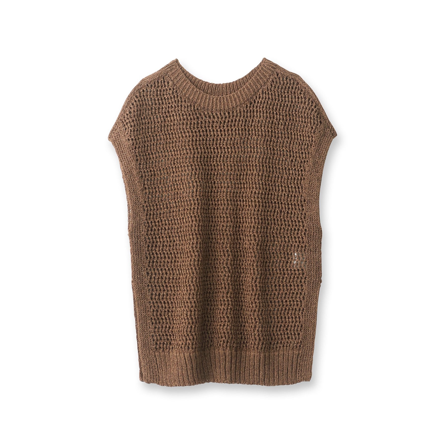 INDIVI 【Washable / Paper Yarn】 Sheer Pattern Knit Vest