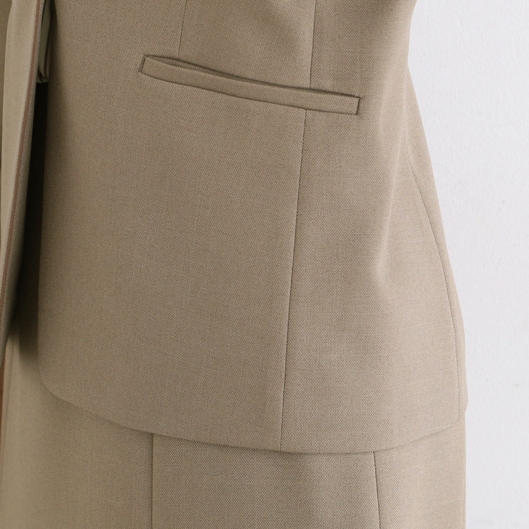 インディヴィ INDIVI 【洗える/UVケア/定番スーツ】ウール調ノーカラージャケット (ピンクベージュ(053)) ピンクベージュ(053)