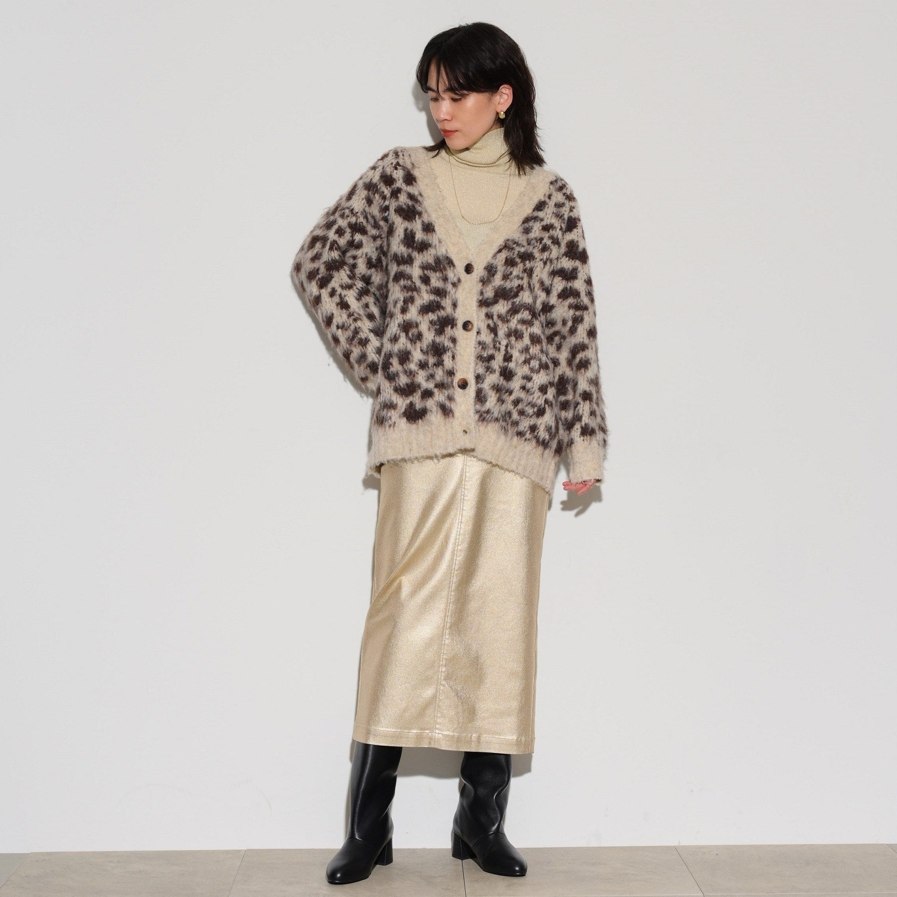 GALLEST LEOPARD FEATHER CARDIGAN