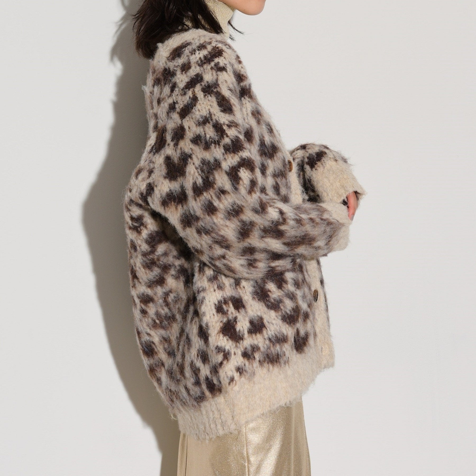 GALLEST LEOPARD FEATHER CARDIGAN