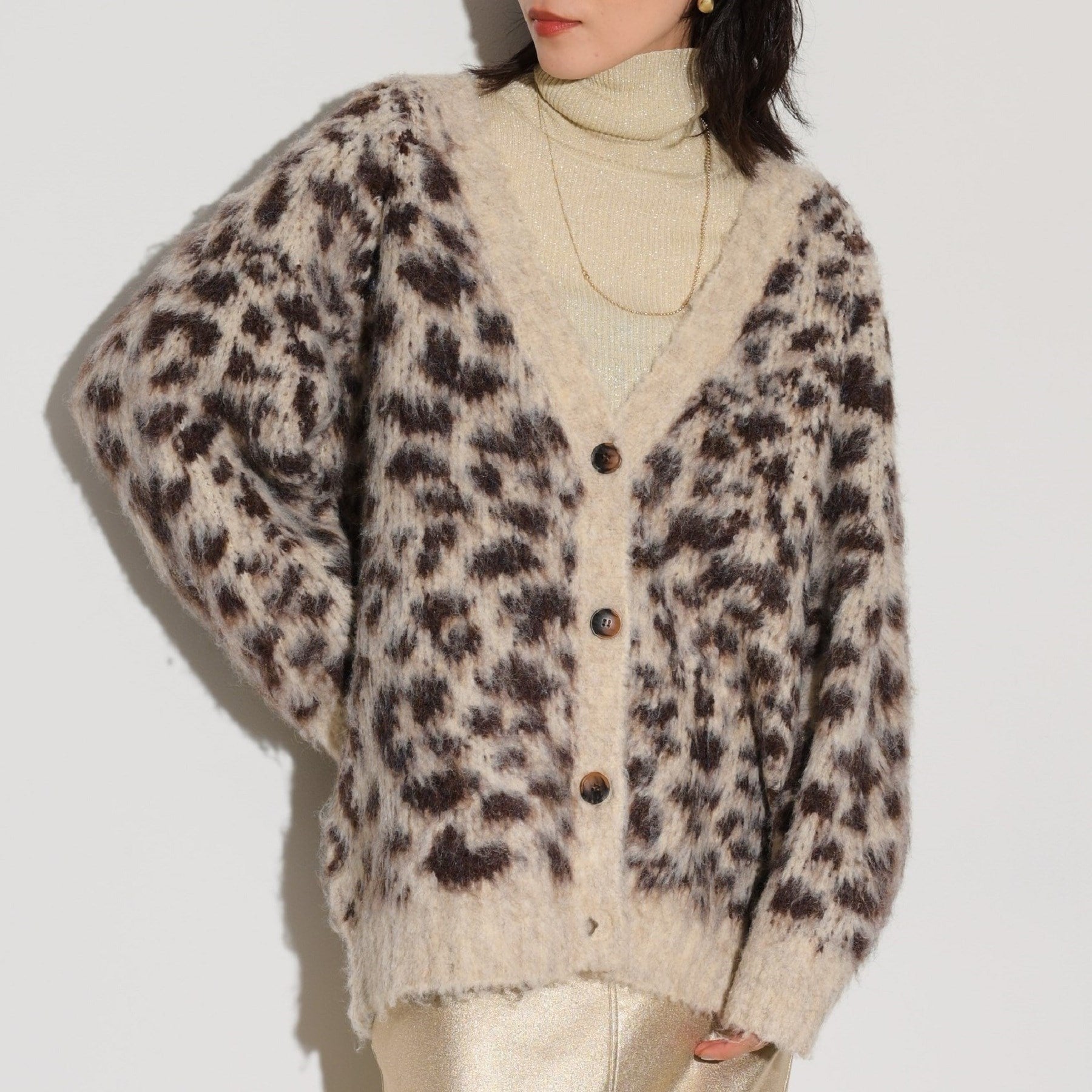 GALLEST LEOPARD FEATHER CARDIGAN