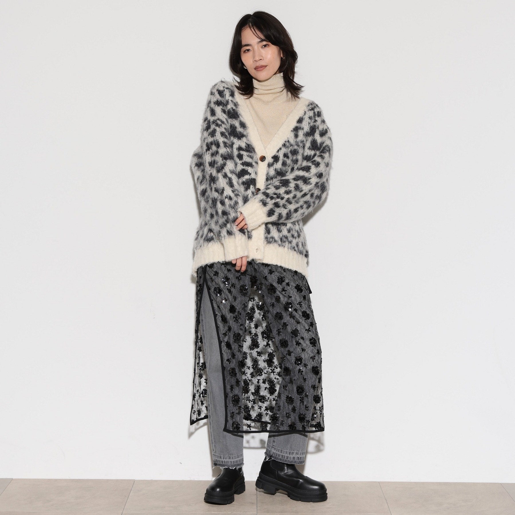 GALLEST LEOPARD FEATHER CARDIGAN