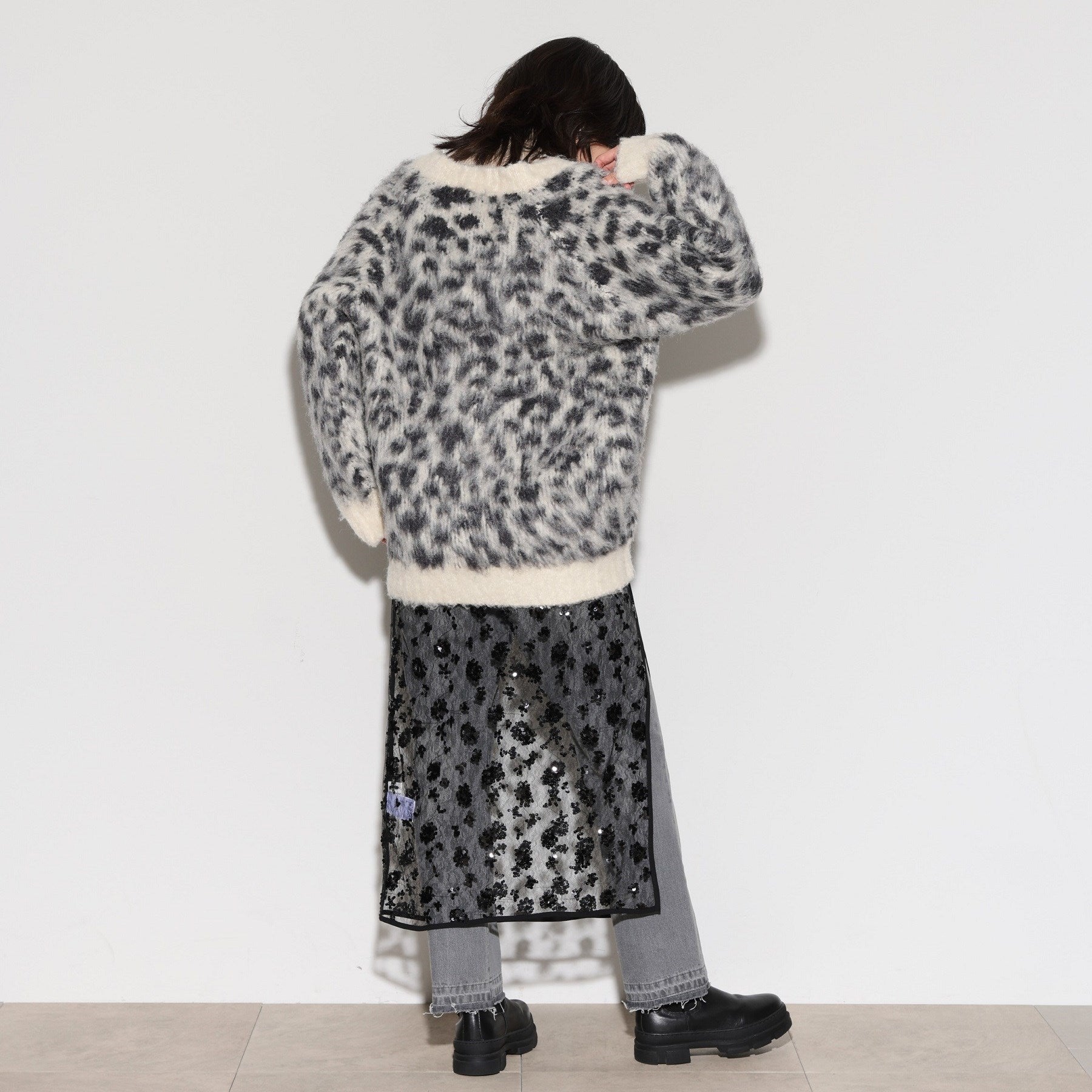 GALLEST LEOPARD FEATHER CARDIGAN